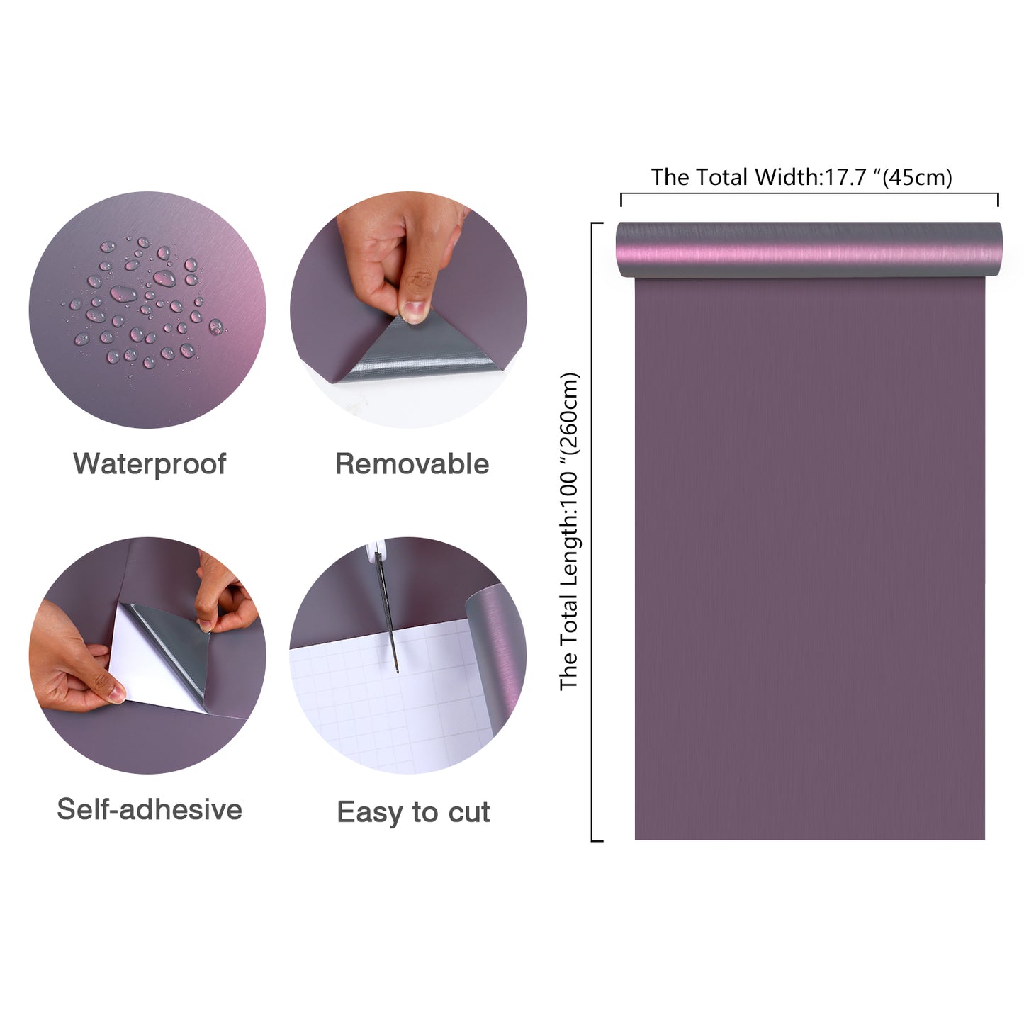 Purple Brushed Stainless Steel Contact Paper