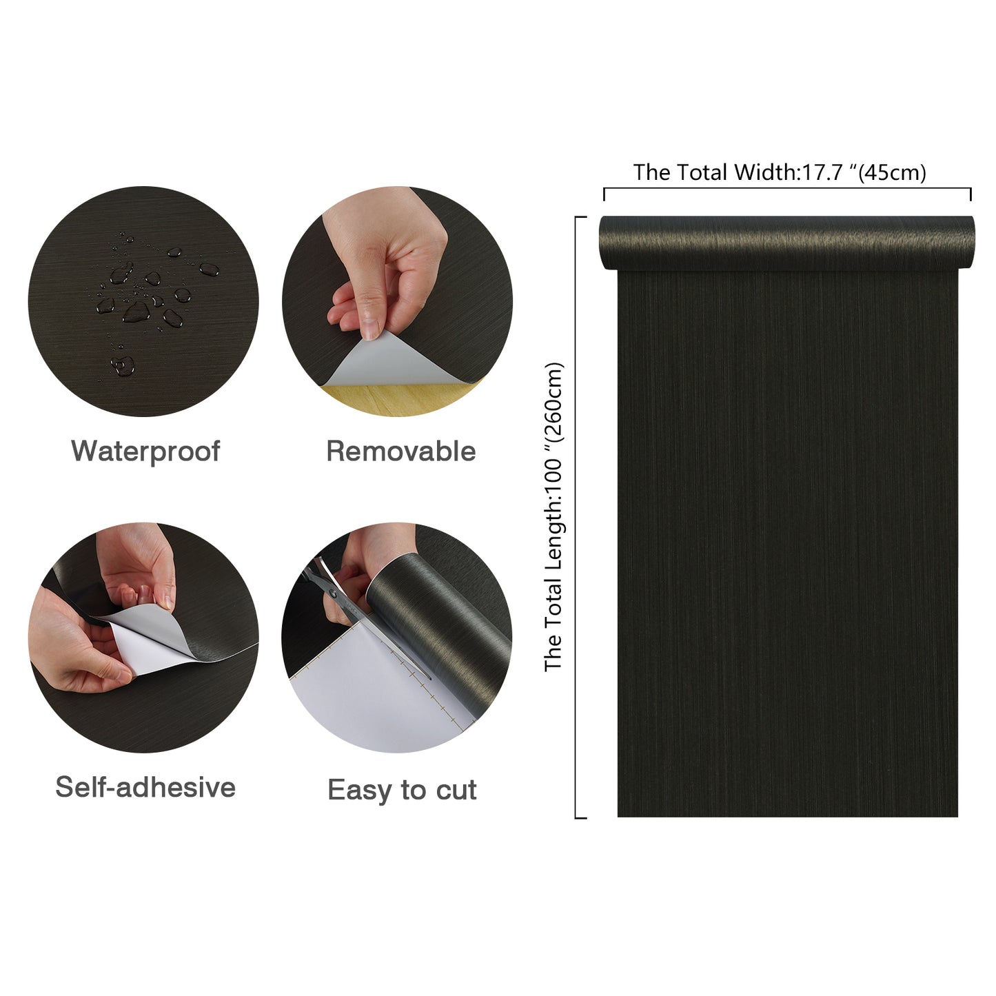 Bronze Black Brushed Stainless Steel Contact Paper