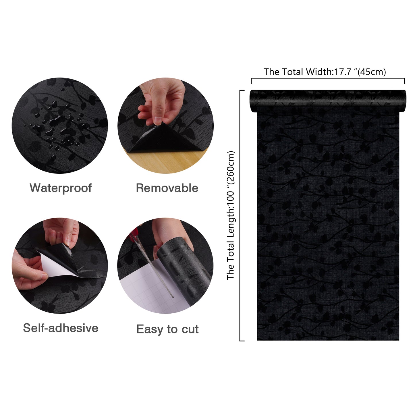 Black Silk Embossed Wallpaper