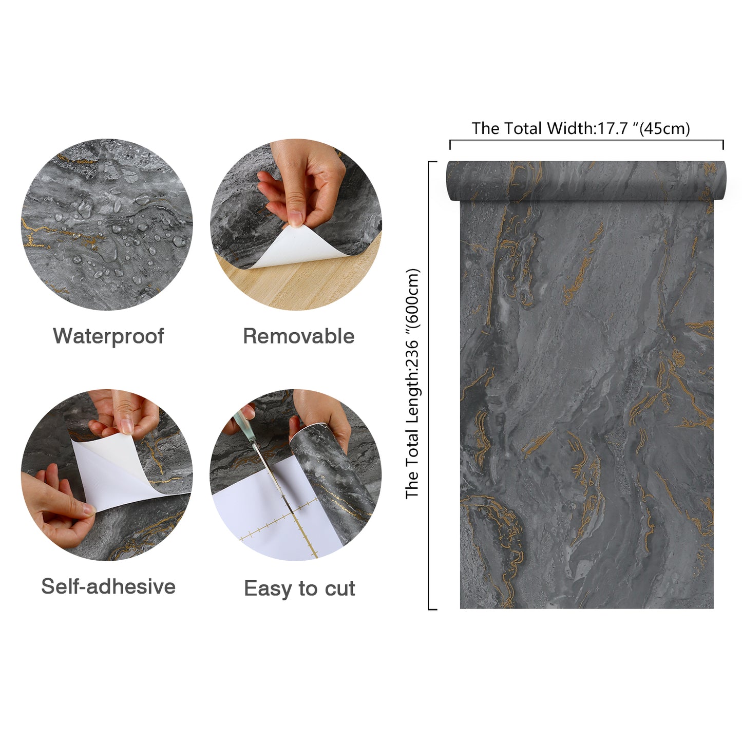 Matte Grey Gold Marble Wallpaper