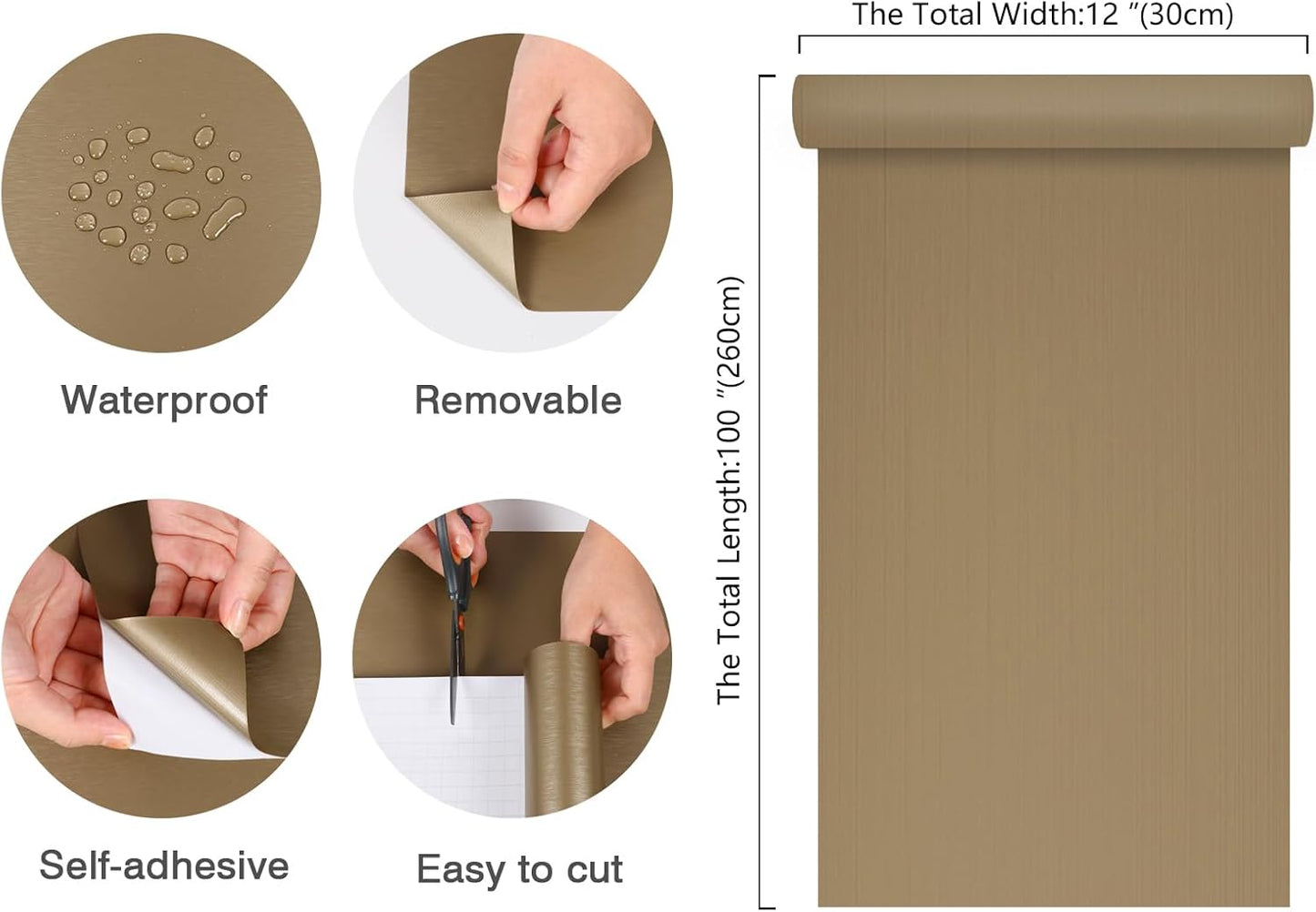 Champagne Gold Brushed Stainless Steel Contact Paper