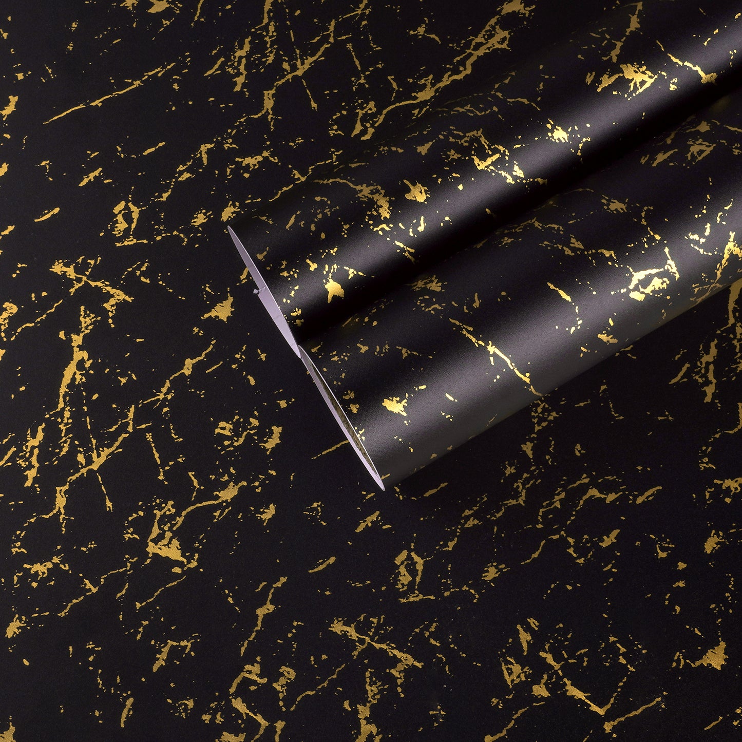 Matte Black Gold Marble Contact Paper