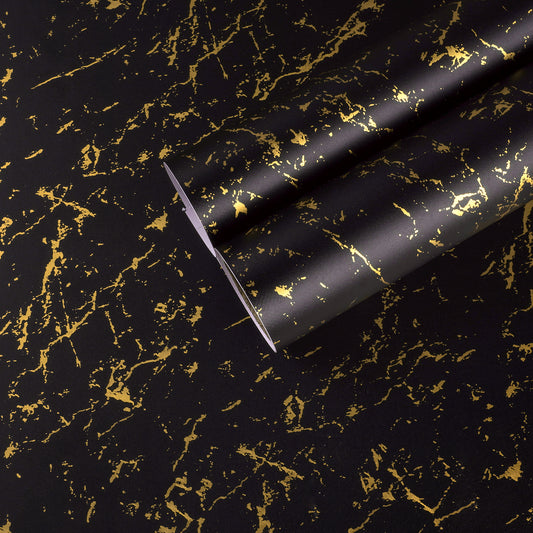 Matte Black Gold Marble Contact Paper