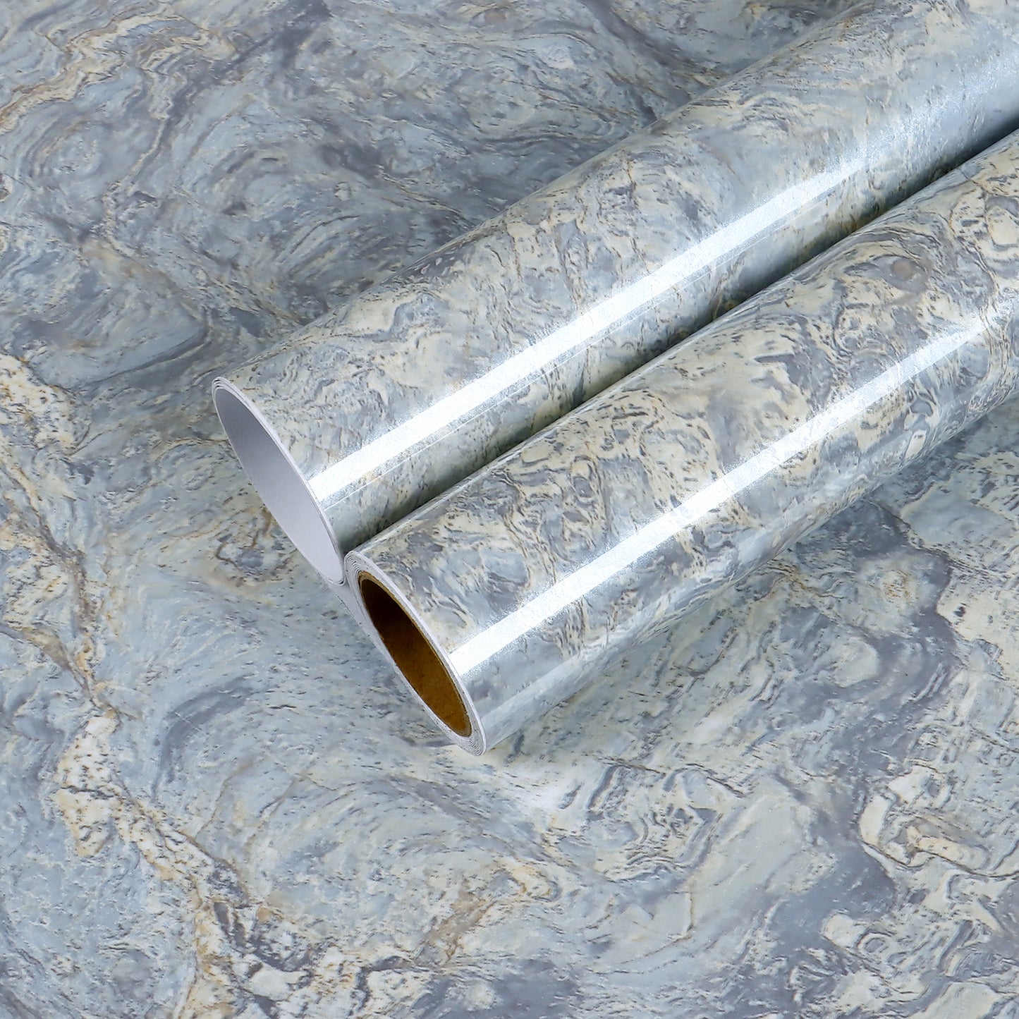 Glossy Blue Marble Peel and Stick Contact Paper