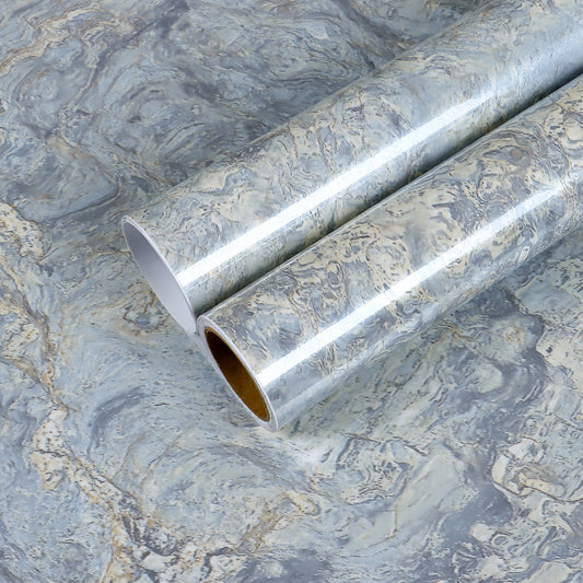 Glossy Blue Marble Peel and Stick Contact Paper