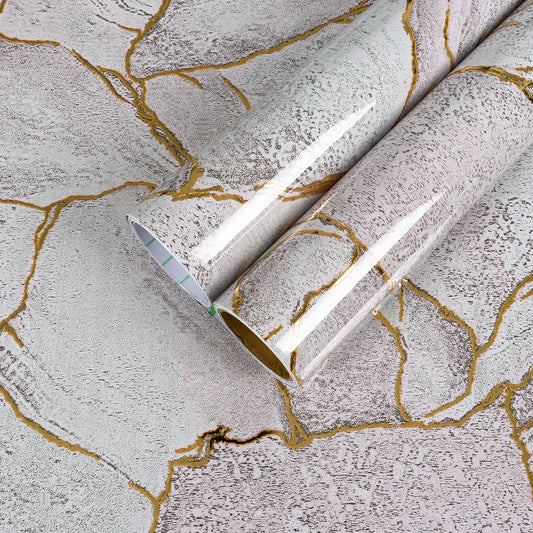 Glossy Purple Gold Marble Contact Paper