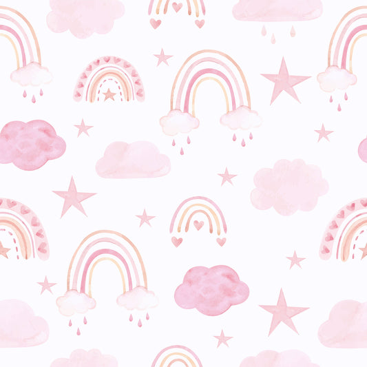 Watercolor Pink Rainbow Peel and Stick Wallpaper