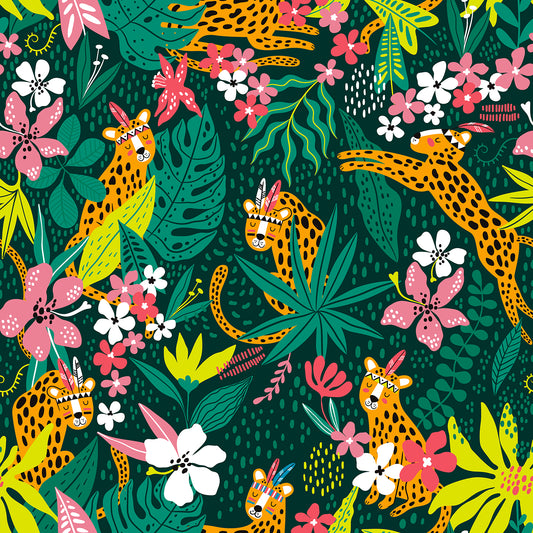 Cute Gold Tribal Leopard Peel and Stick Wallpaper