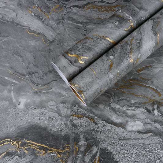 Matte Grey Gold Marble Wallpaper