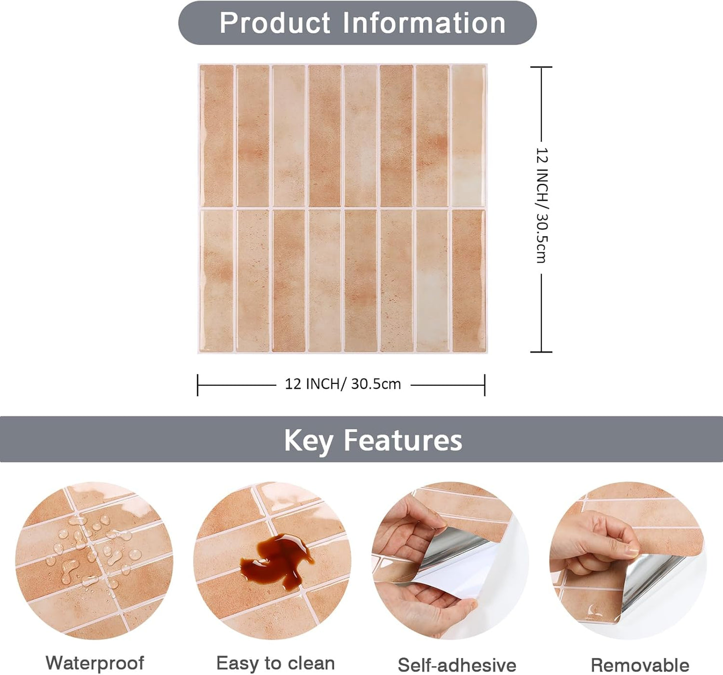 Rust Orange Subway Backsplash Tile