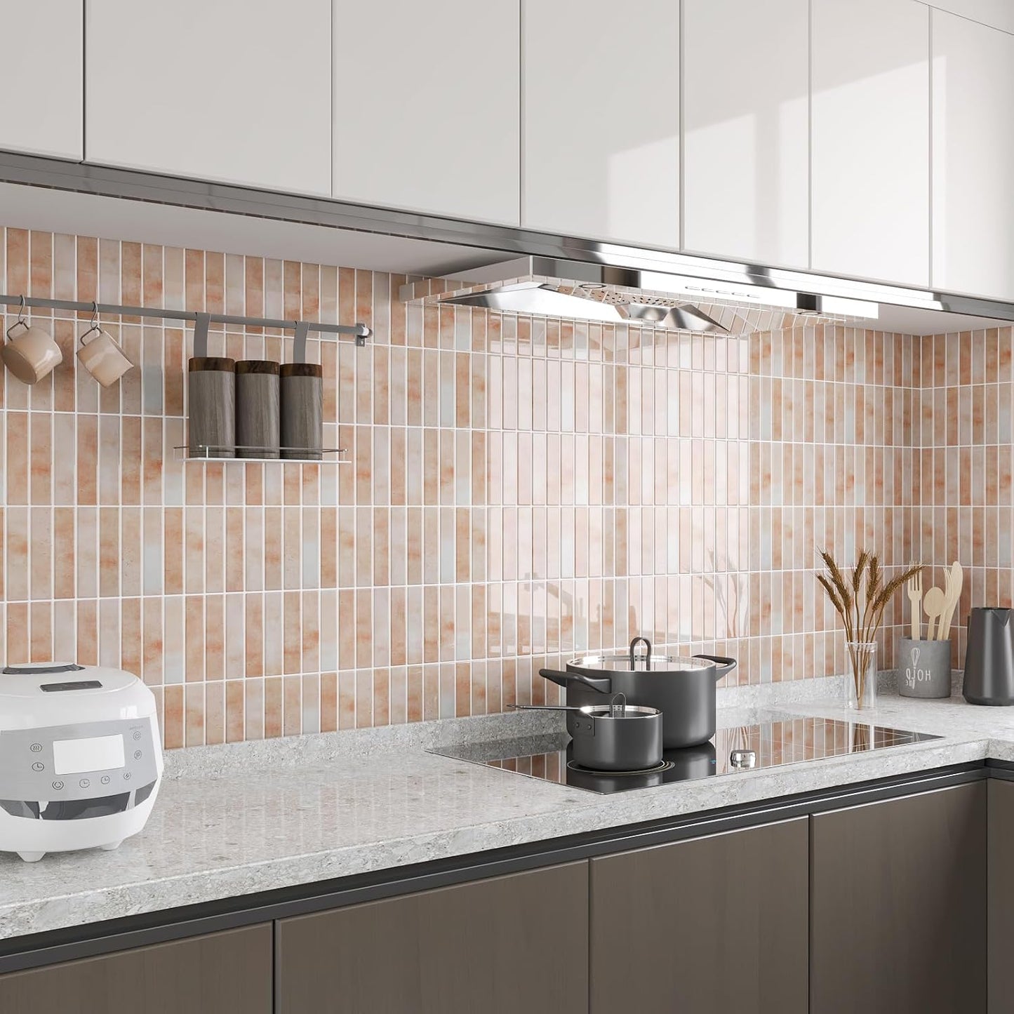 Rust Orange Subway Backsplash Tile