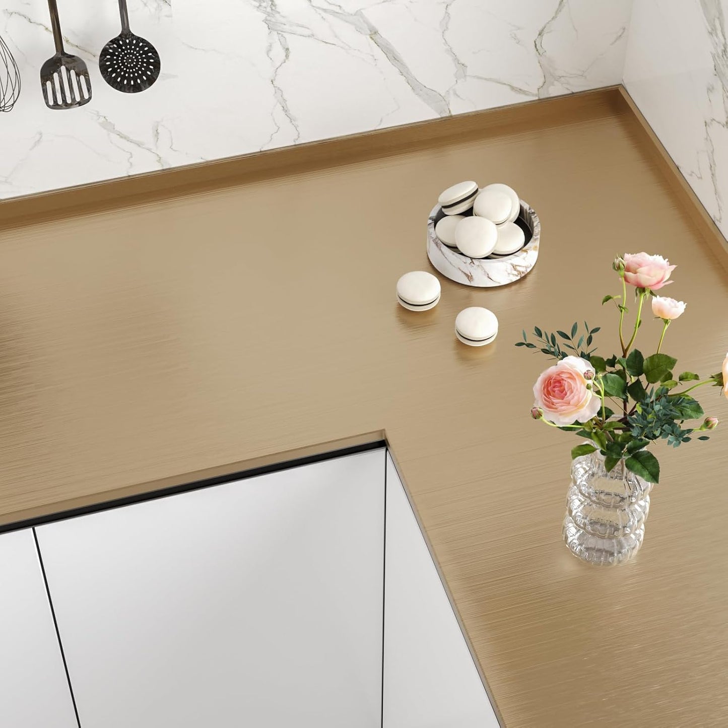 Champagne Gold Brushed Stainless Steel Contact Paper