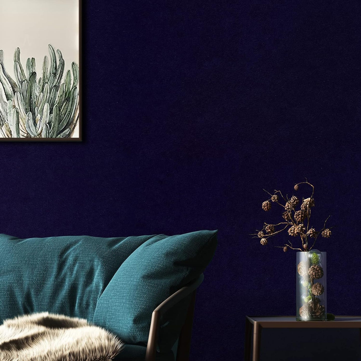 Self Adhesive Dark Blue Velvet Fabric