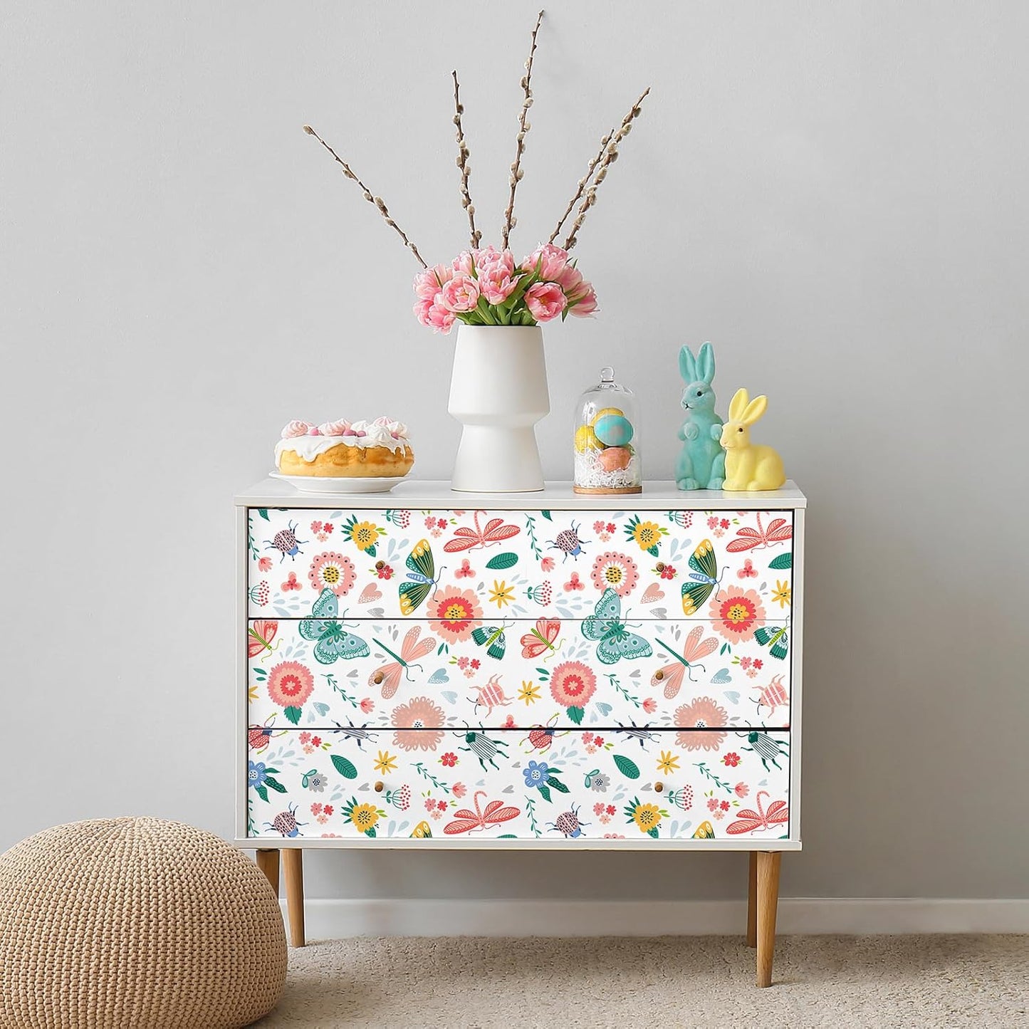 Bright Butterflies Floral Wallpaper
