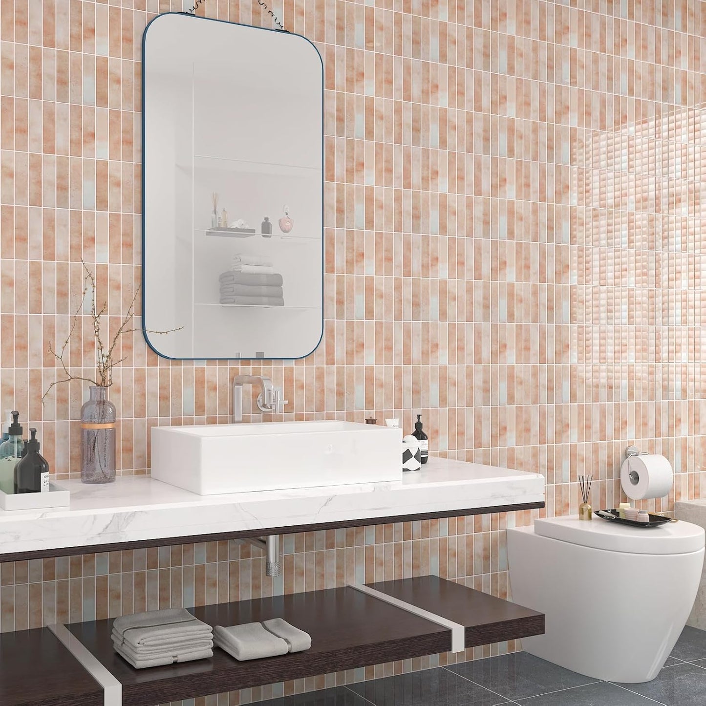 Rust Orange Subway Backsplash Tile