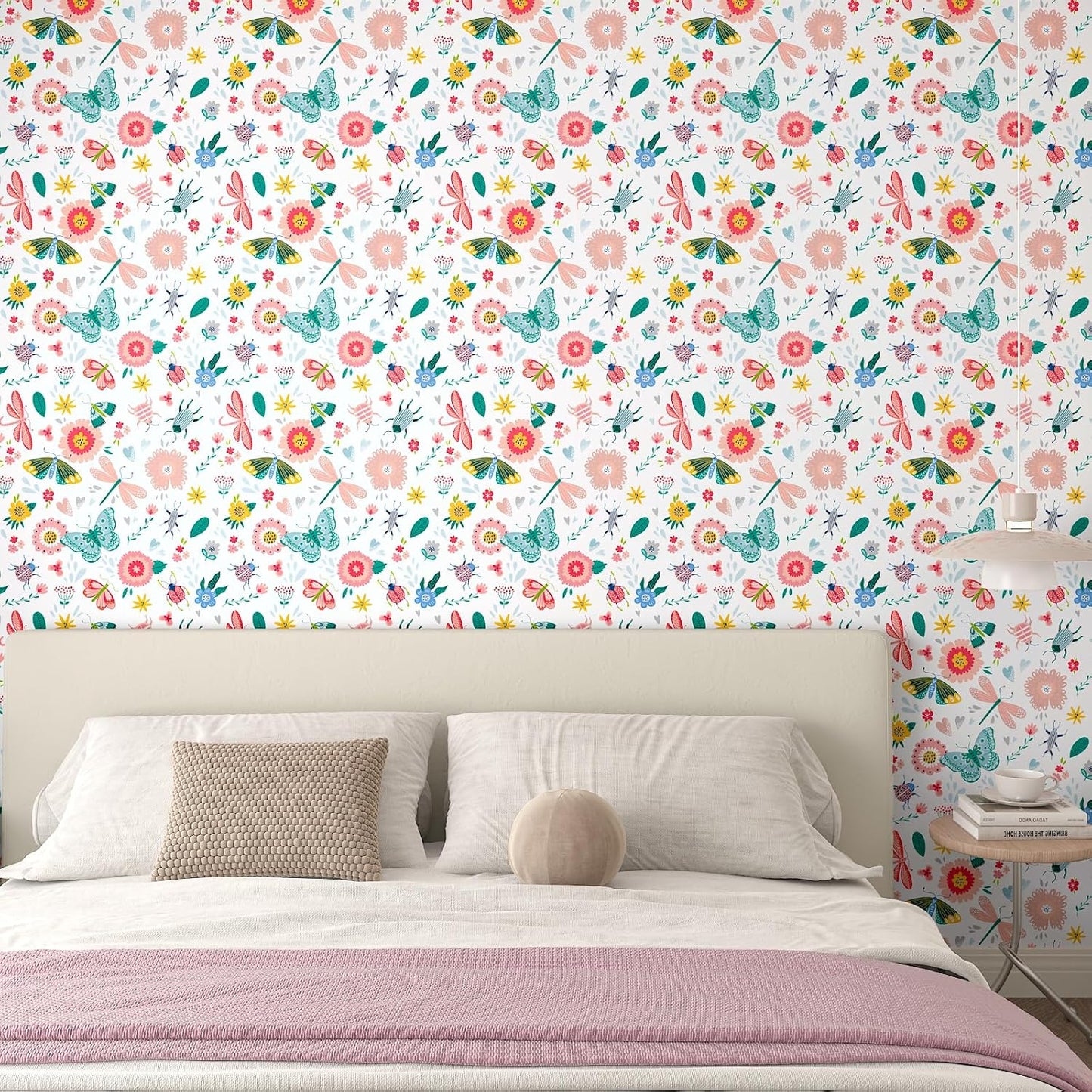 Bright Butterflies Floral Wallpaper