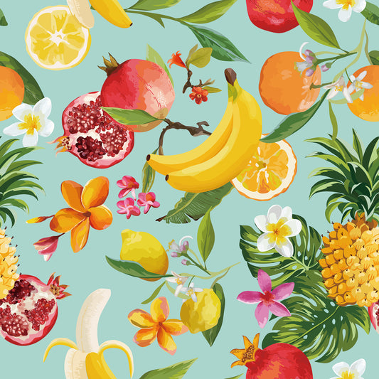 Decorative Lemon Citrus Floral Wallpaper