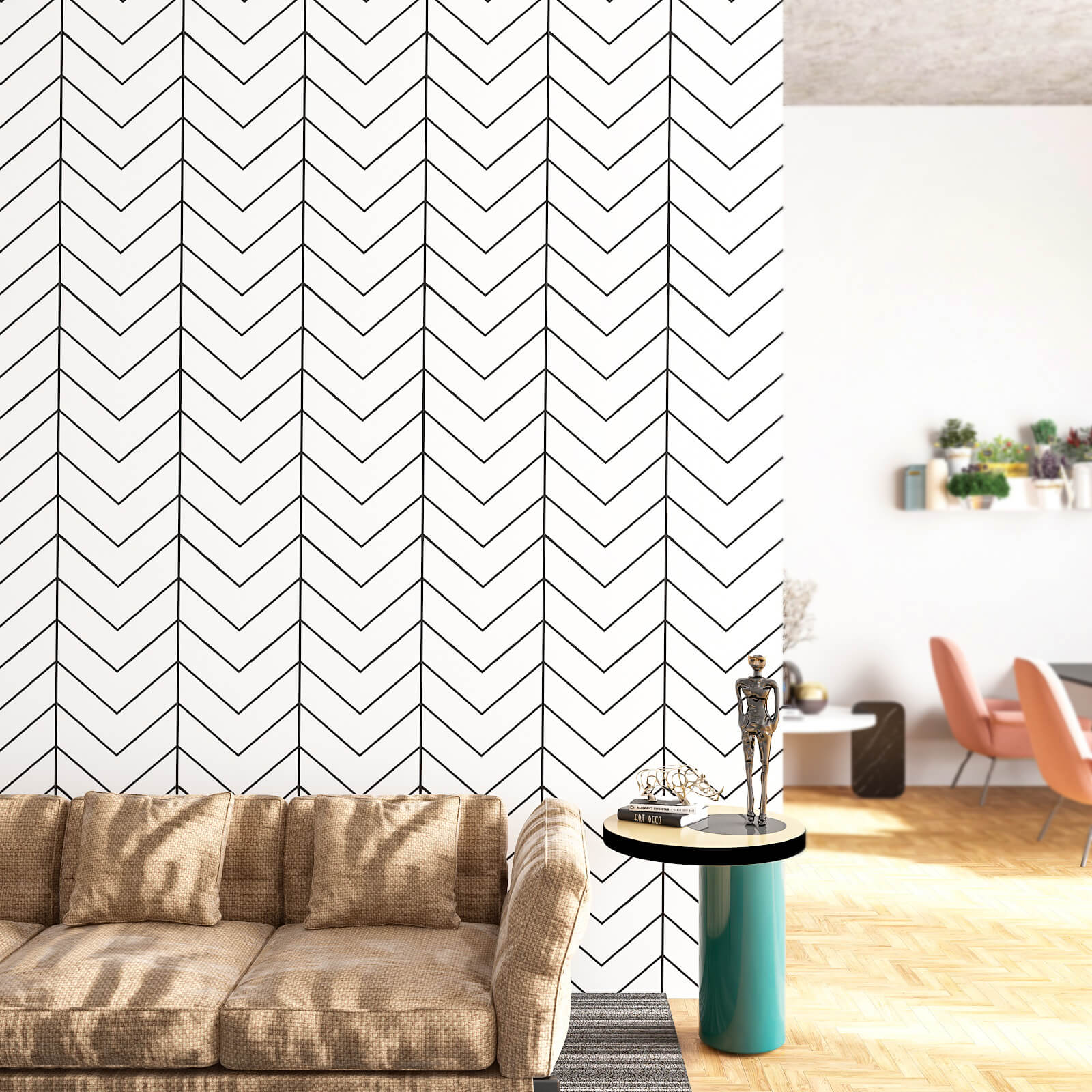 Herringbone Black and White Contact Paper – CHIHUT