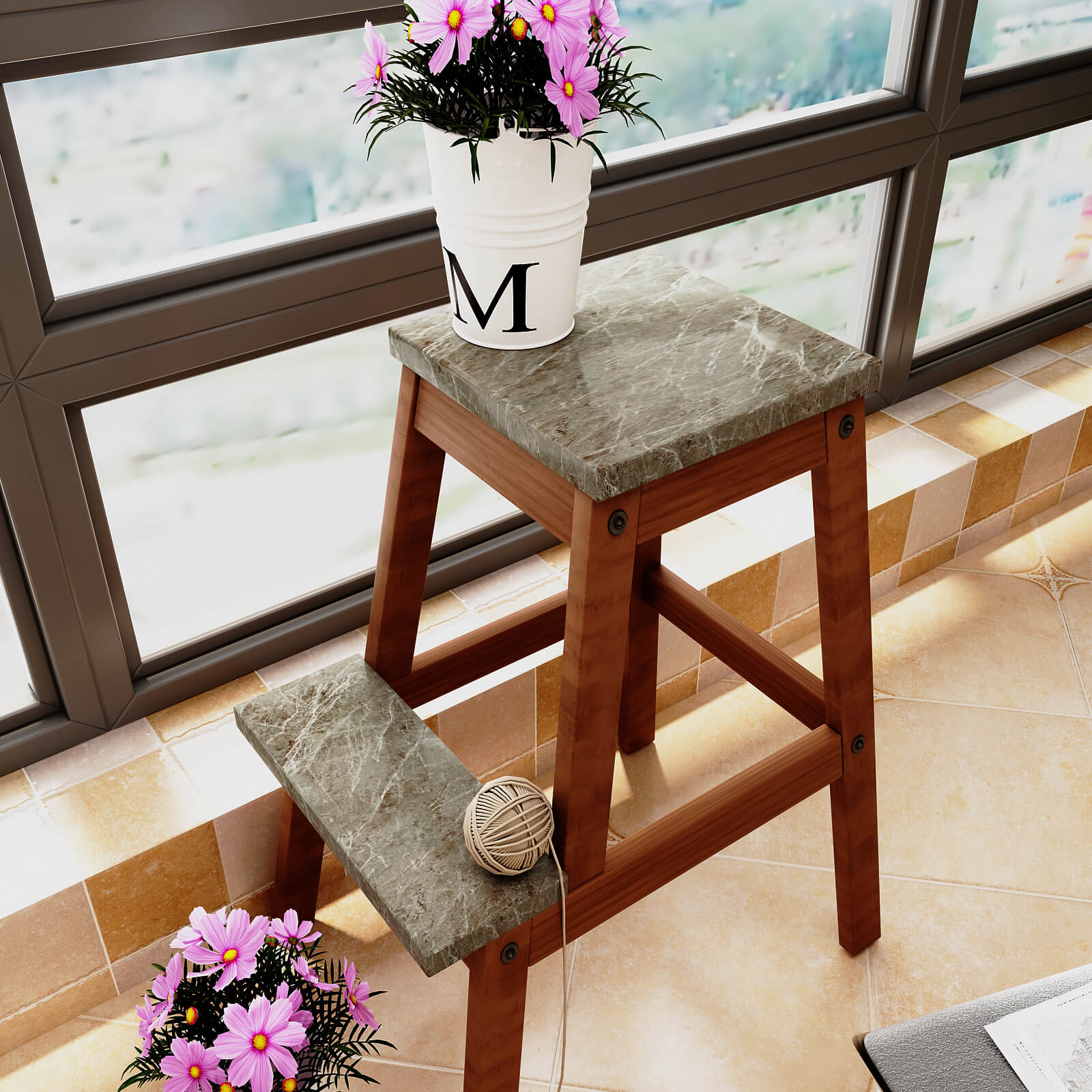 decorative-brown-marble-vinyl-sticker-for-flower-stand