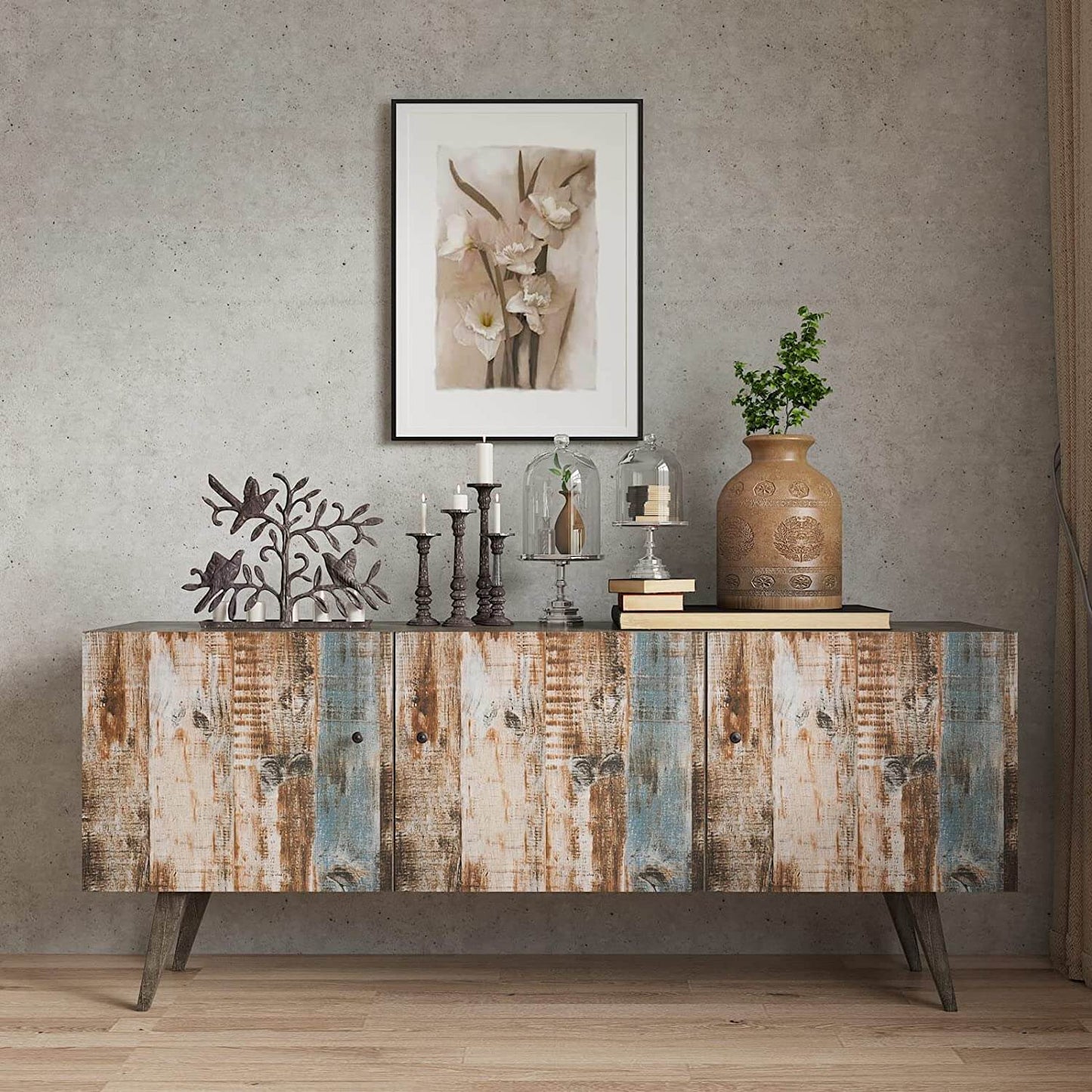     decorative-brown-shiplap-contact-paper-for-cabinets