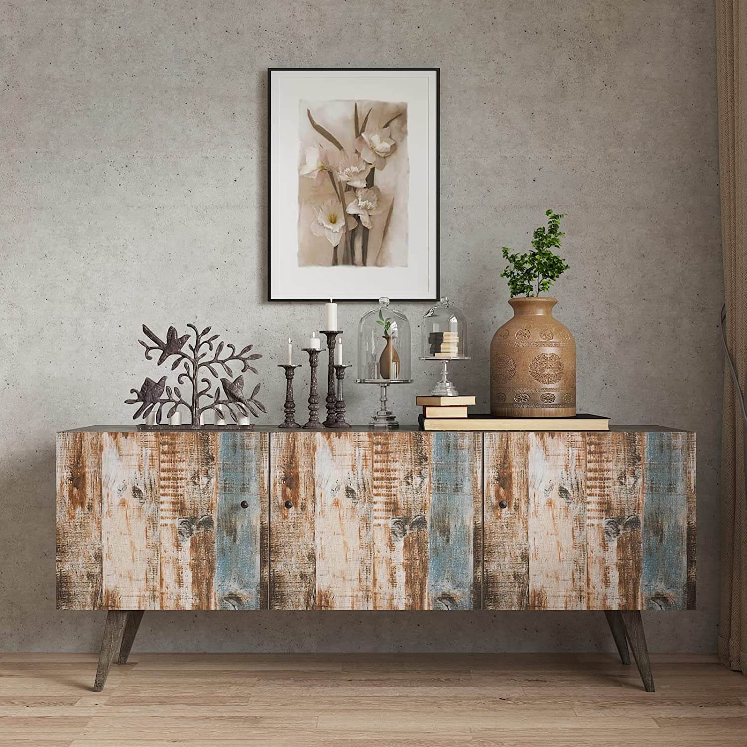     decorative-brown-shiplap-contact-paper-for-cabinets