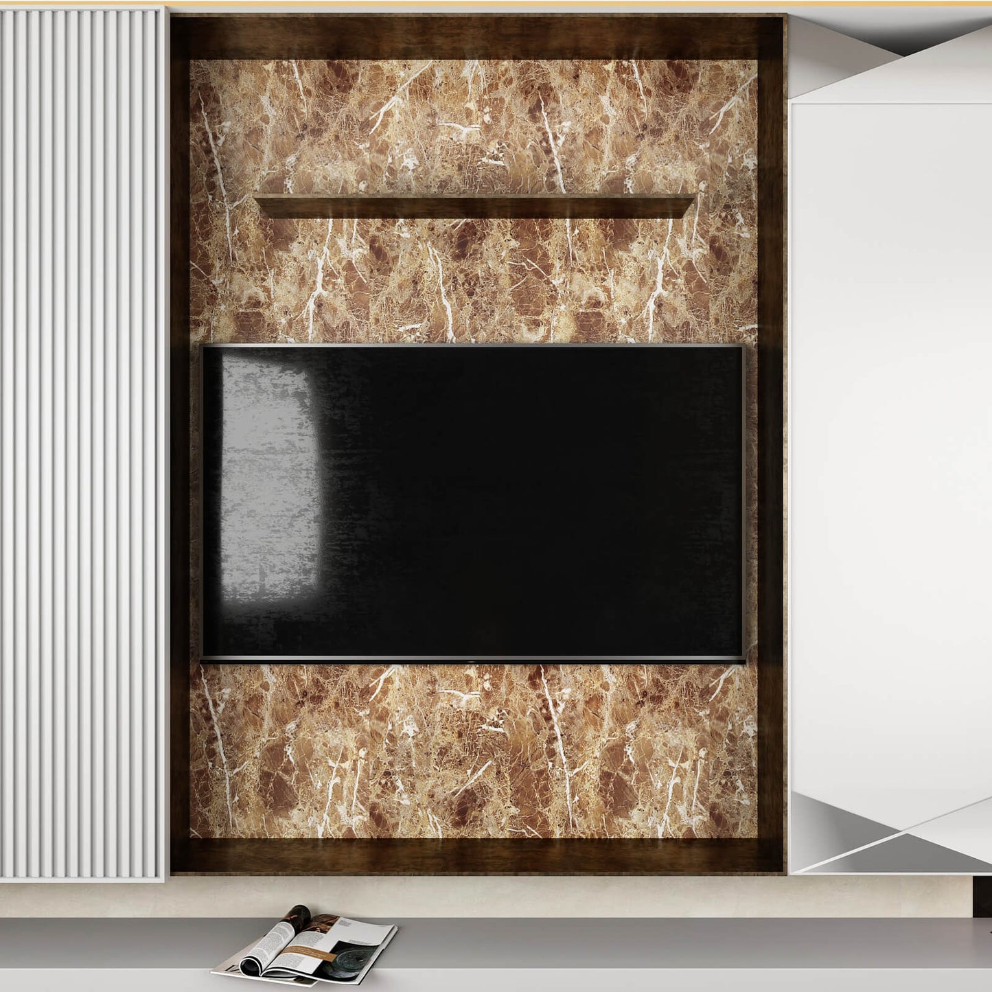 faux-brown-marble-accent-wall-paper