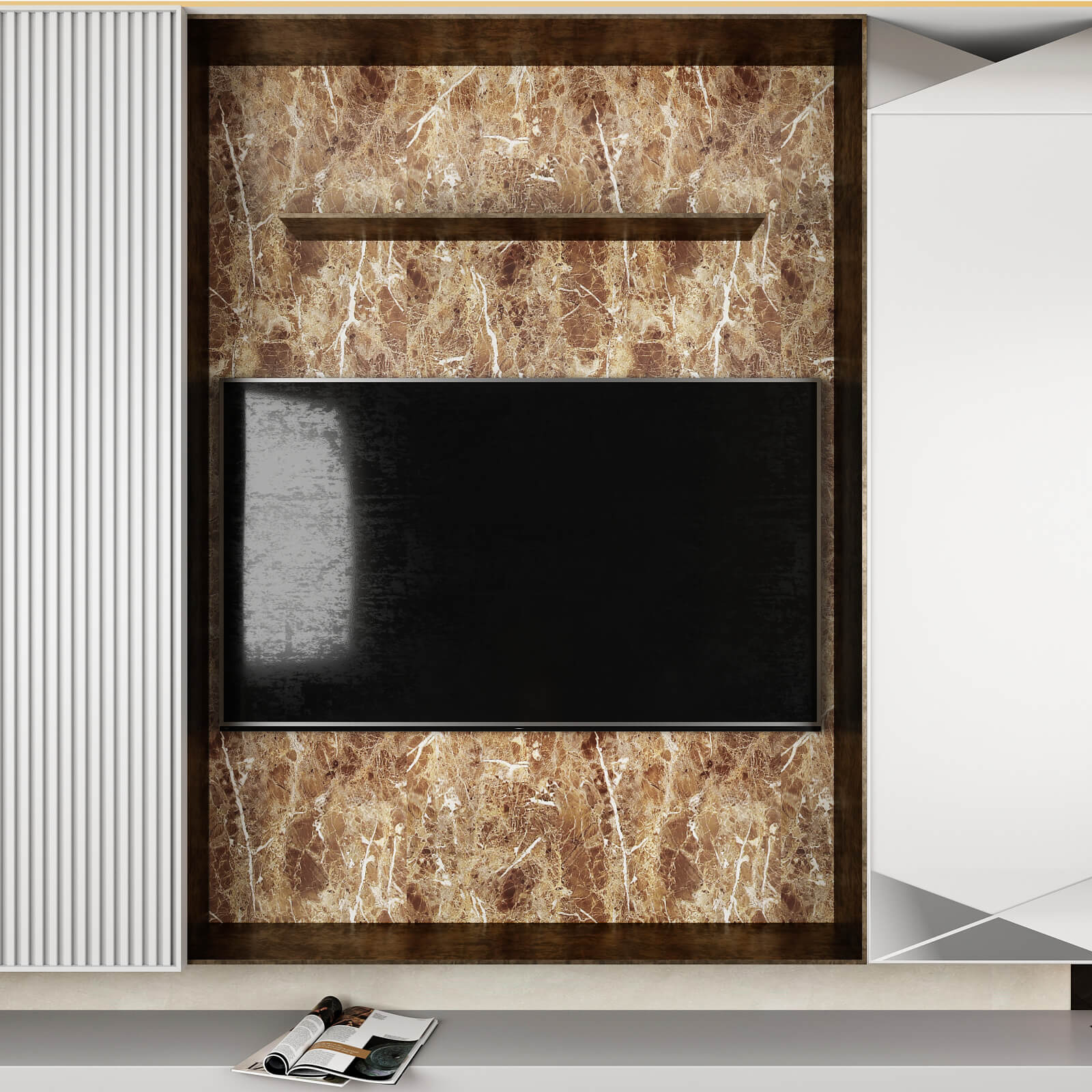 faux-brown-marble-accent-wall-paper