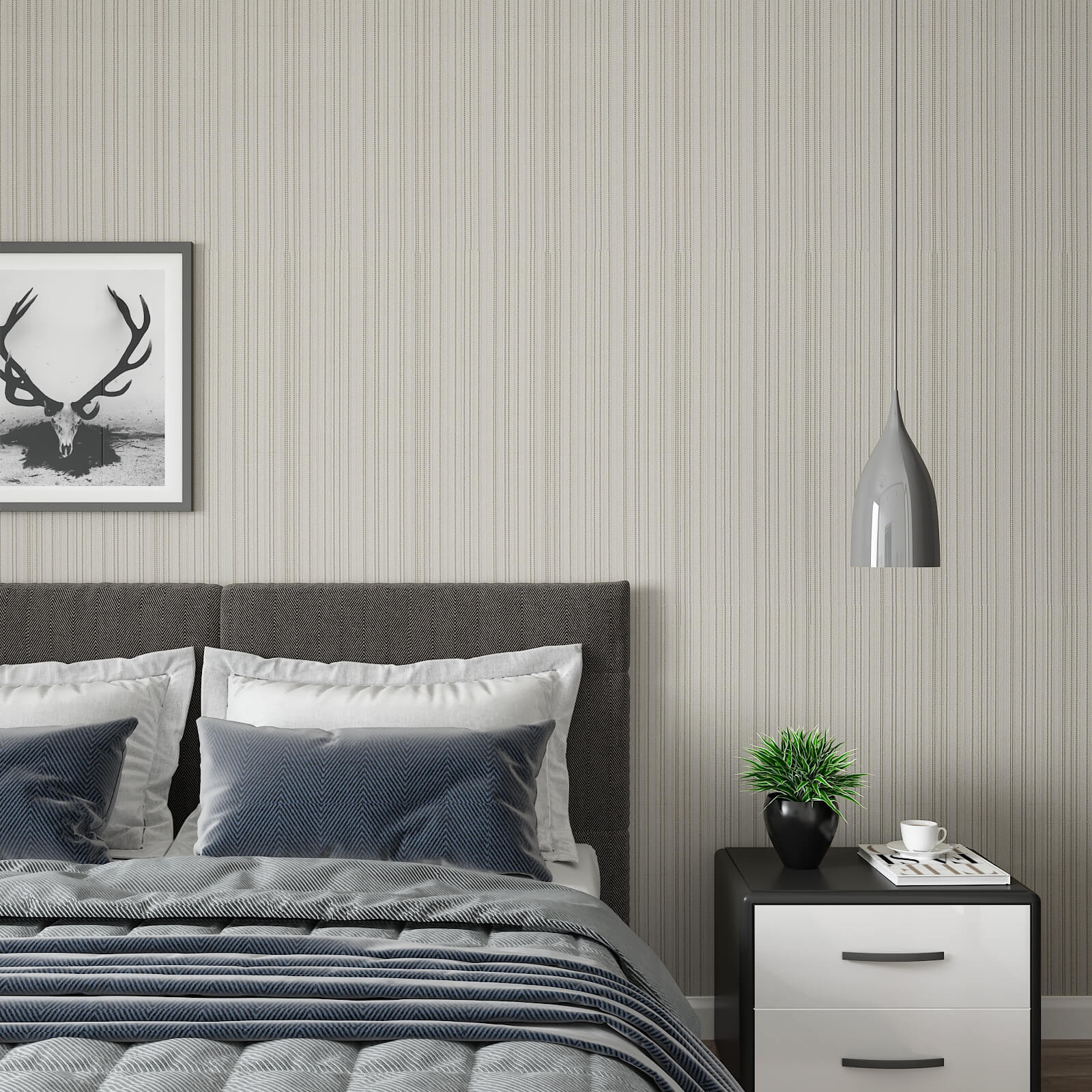 faux-grasscloth-cream-accent-wall-paper-for-bedroom