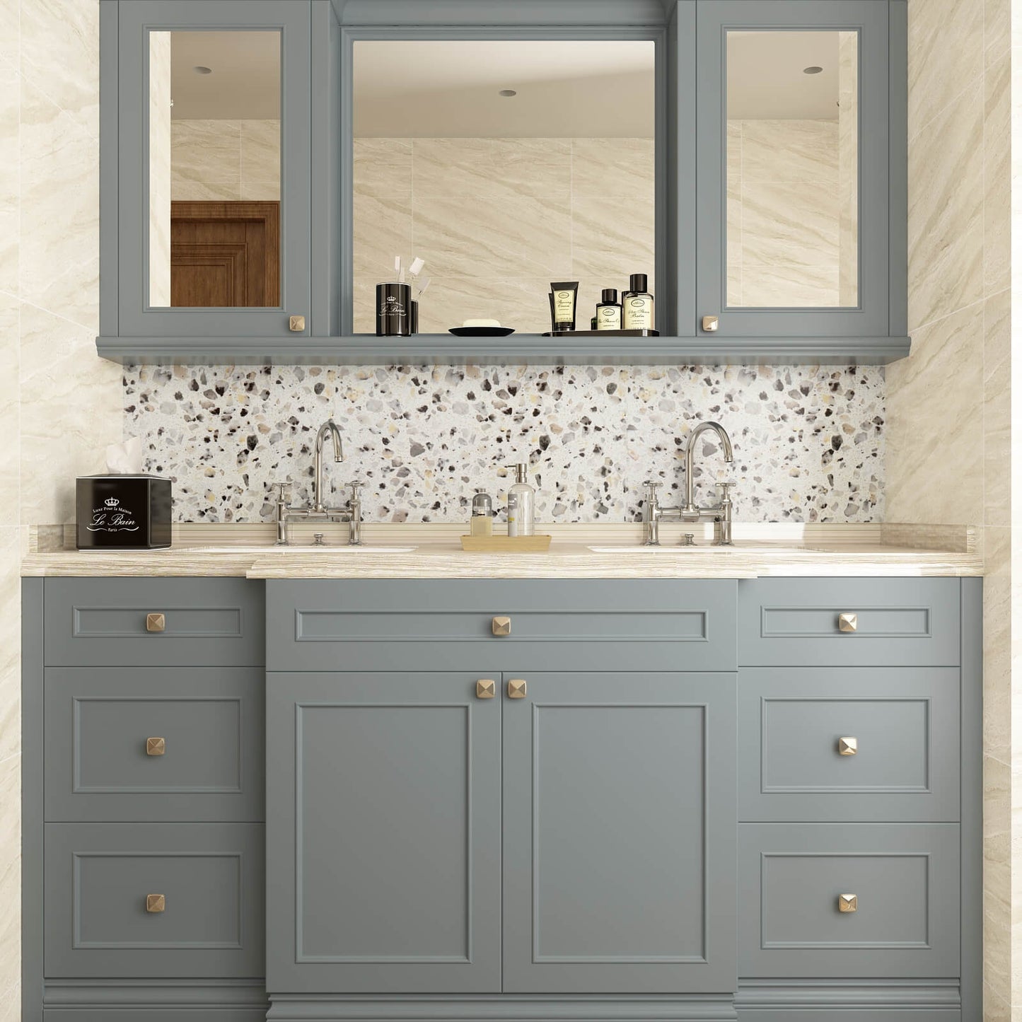 faux-white-granite-wall-paper-for-walls