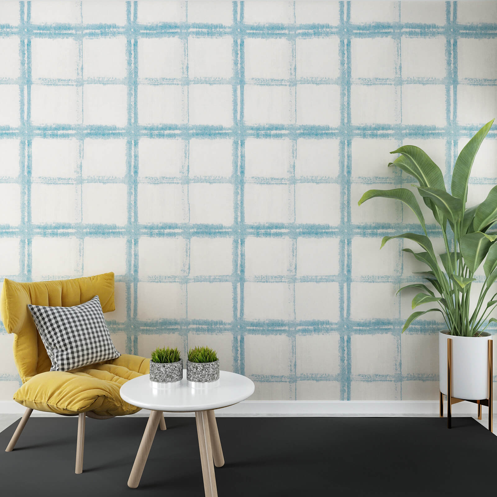 glue-free-blue-plaid-wall-covering-for-living-room