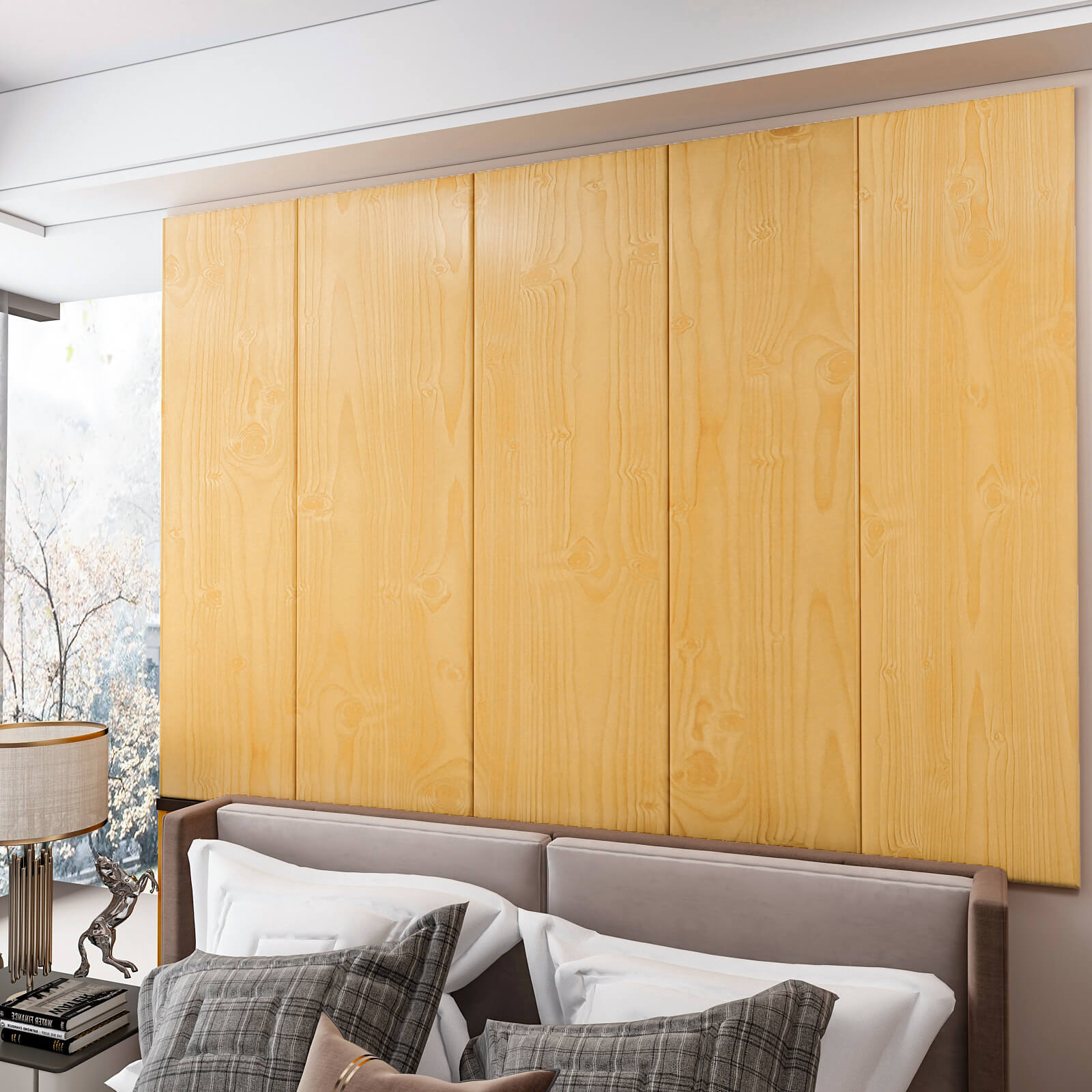    large-size-yellow-wood-accent-wall-mural-for-bedroom