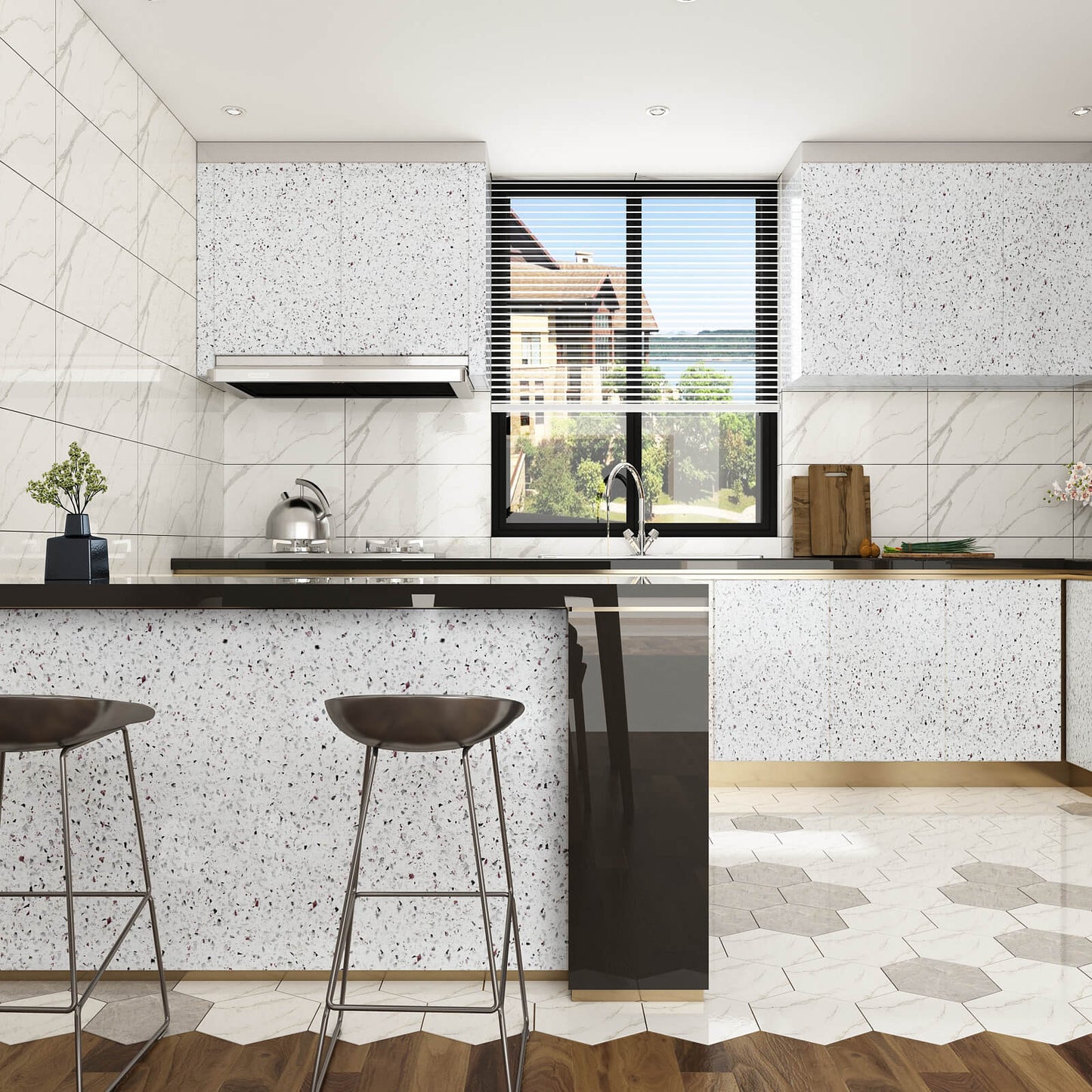 peel-and-stick-white-granite-wallpaper-for-kitchen-island-and-cabinets