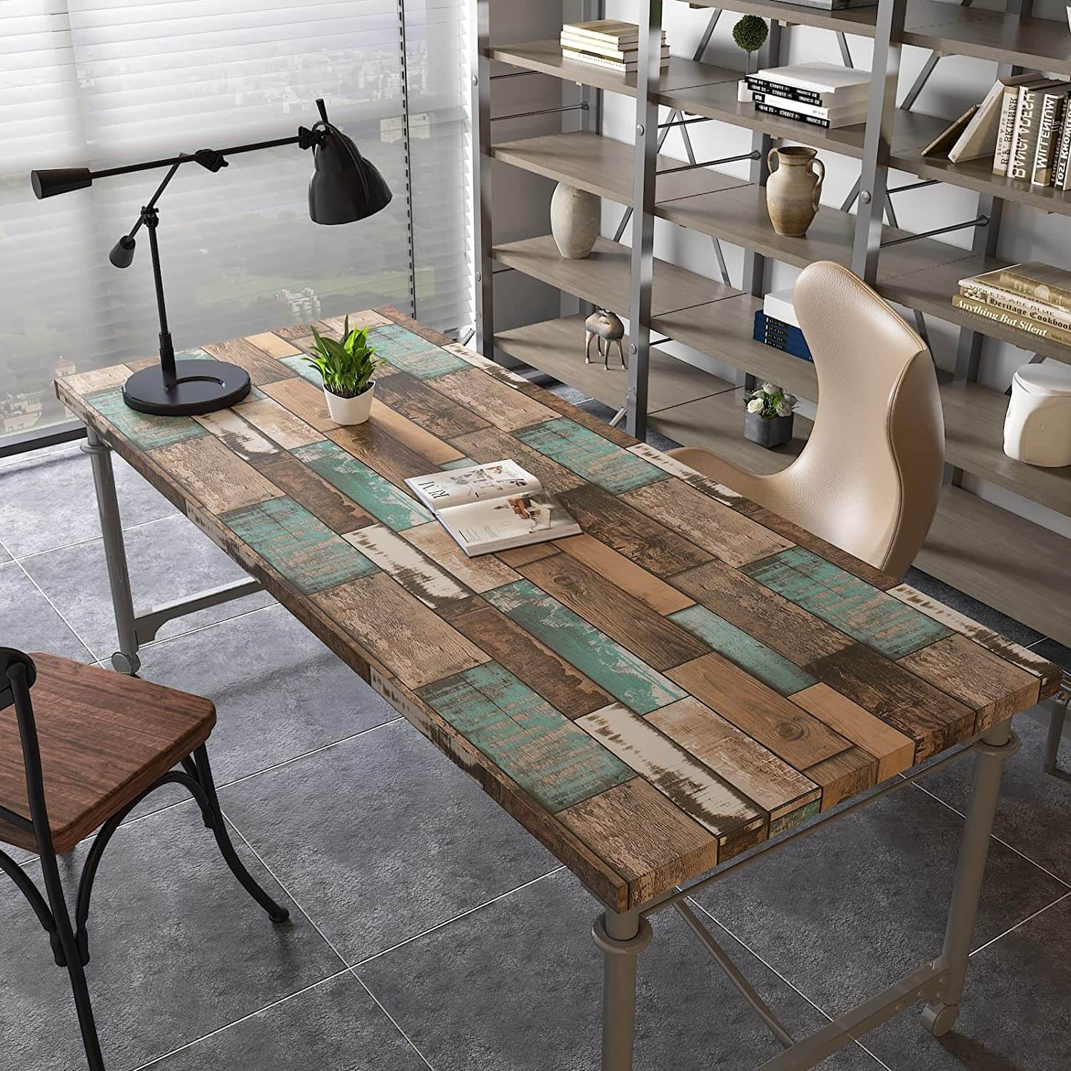     removable-green-and-brown-wood-shiplap-plank-countertop-sticker