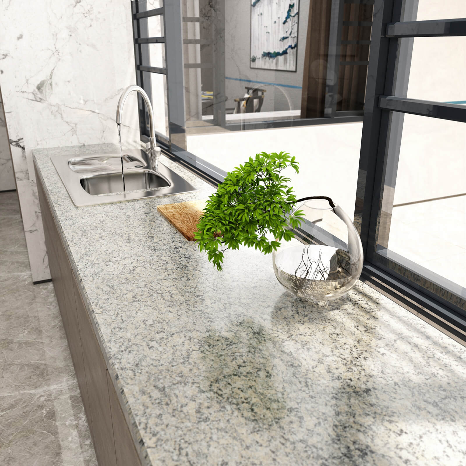 self-adhesive-dark-grey-granite-wallpaper-for-kitchen