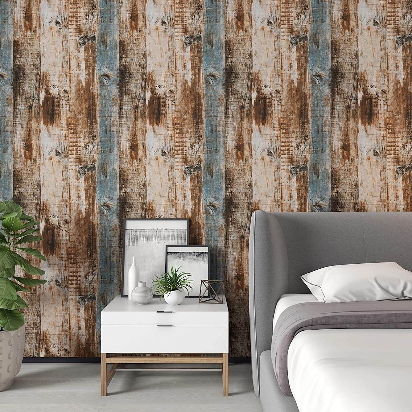   self-adhesive-wood-plank-wallpaper-for-bedroom-brown-wood-grain