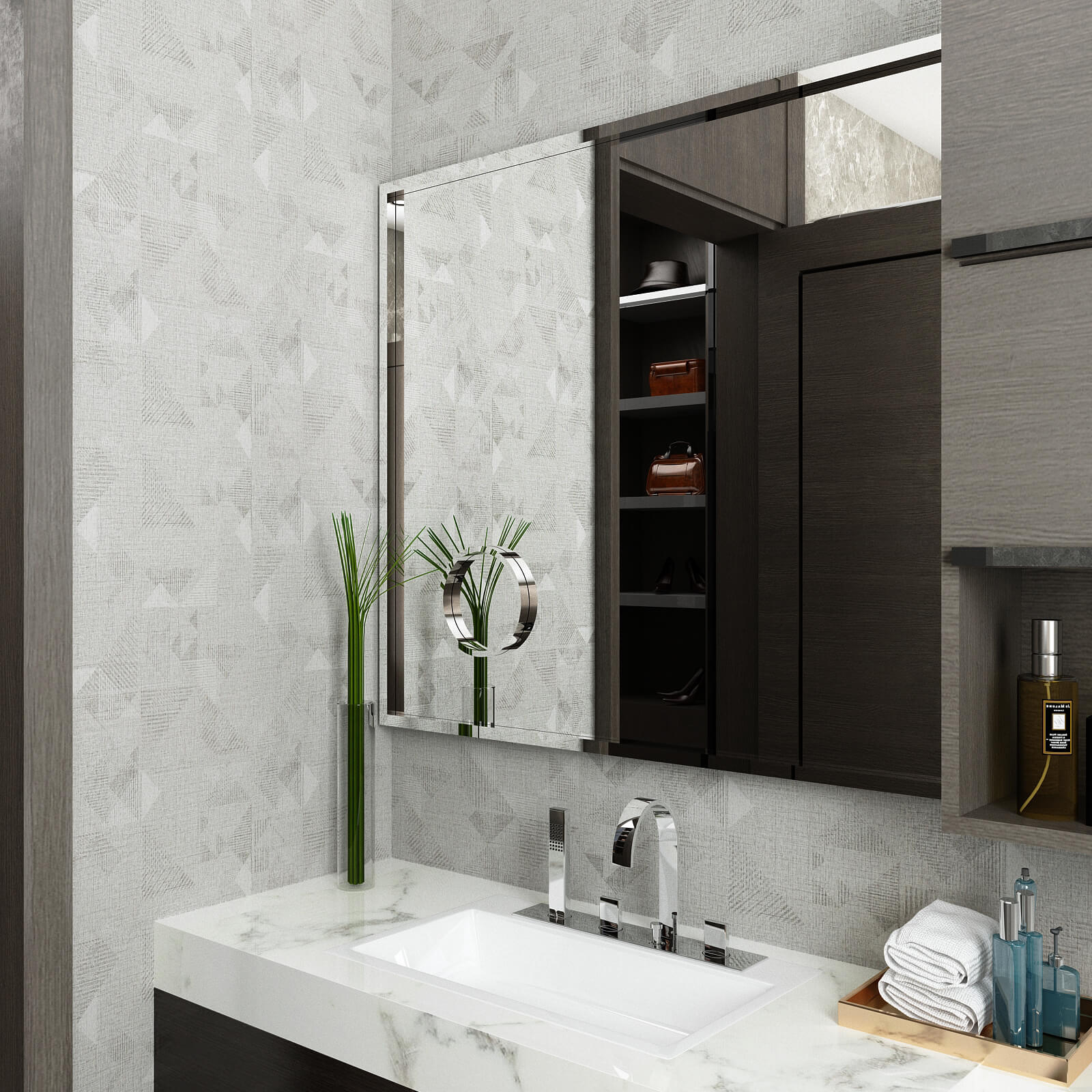 waterproof-light-grey-grasscloth-wallpaper-for-bathroom