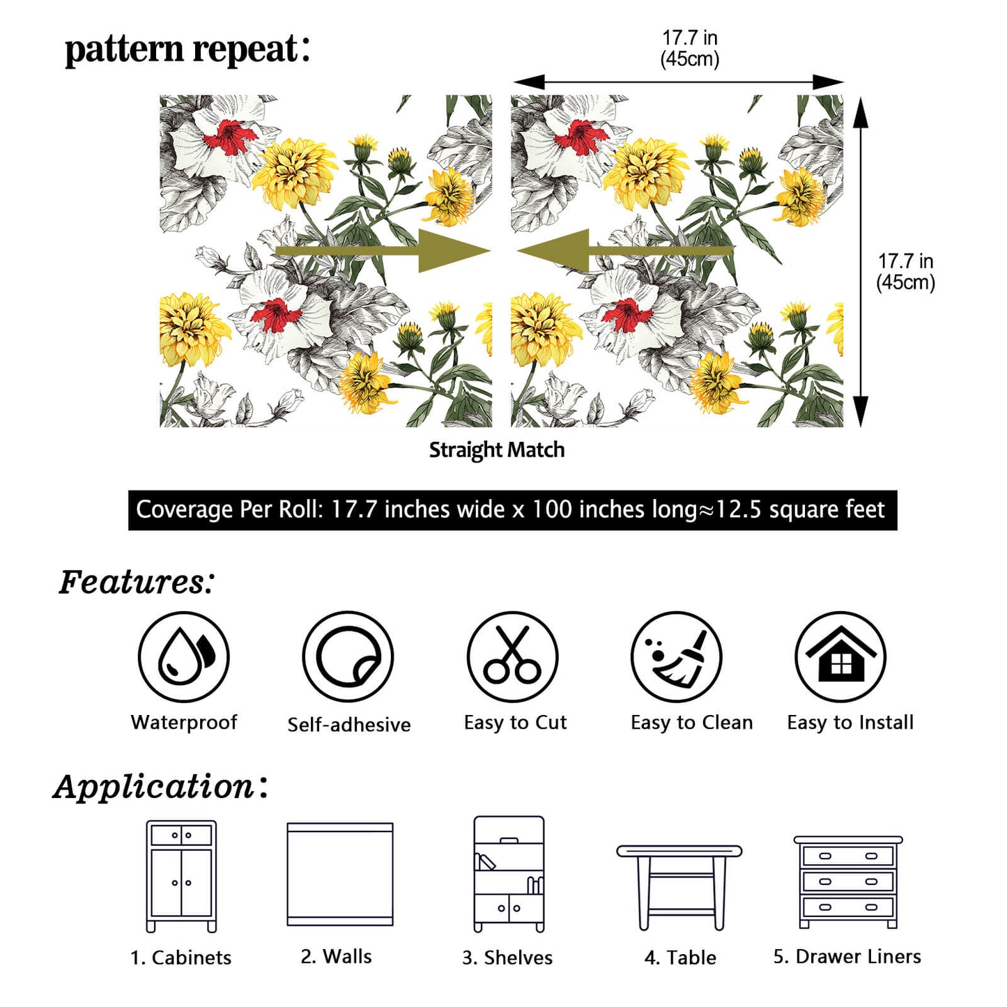    17.7in-wide-100in-long-12.5sq-ft-yellow-daisy-and-white-vinyl-paper-roll