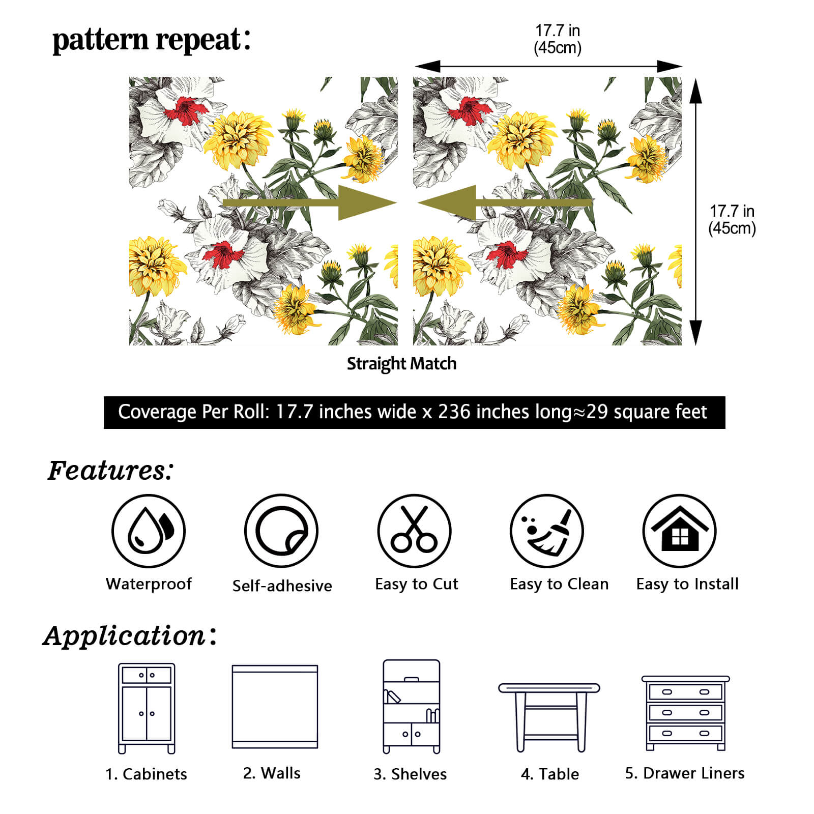    17.7in-wide-236in-long-29sq-ft-yellow-daisy-and-white-vinyl-paper-roll