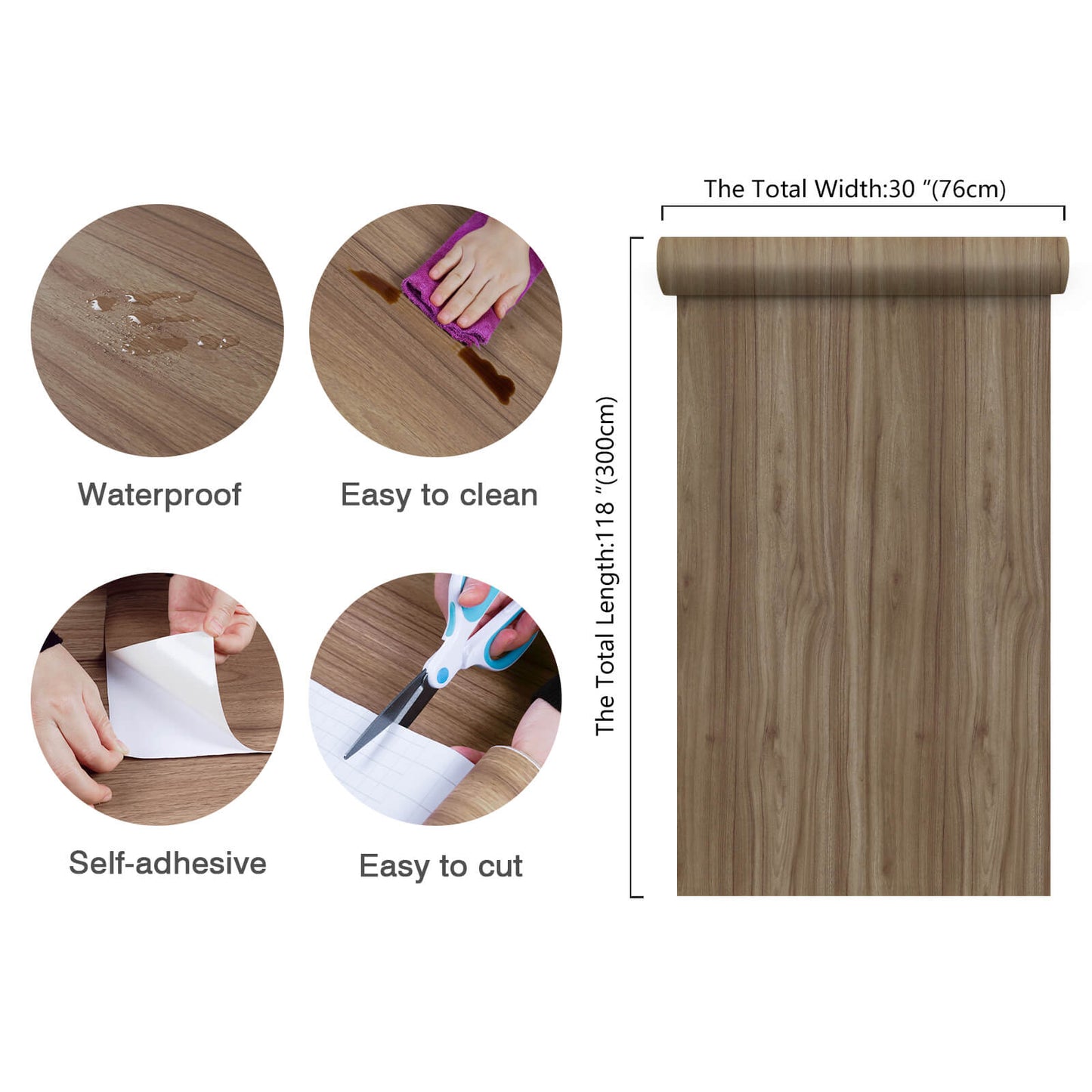    30in-wide-118in-long-brown-adhesive-vinyl-wallpaper-roll