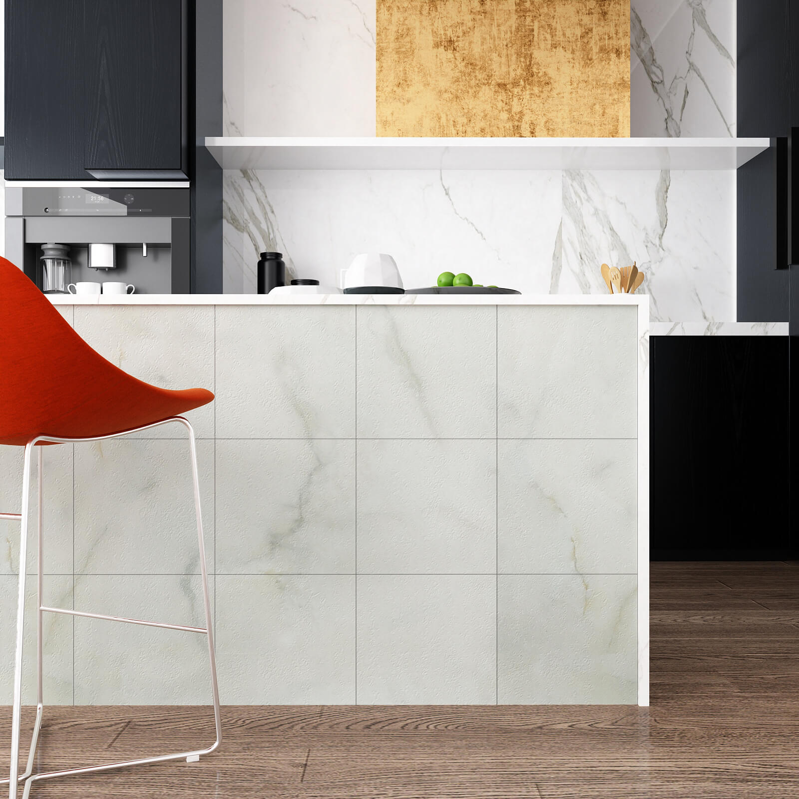     adhesive-tile-stickers-for-kitchen-island-decorative-grey-white-marble-look