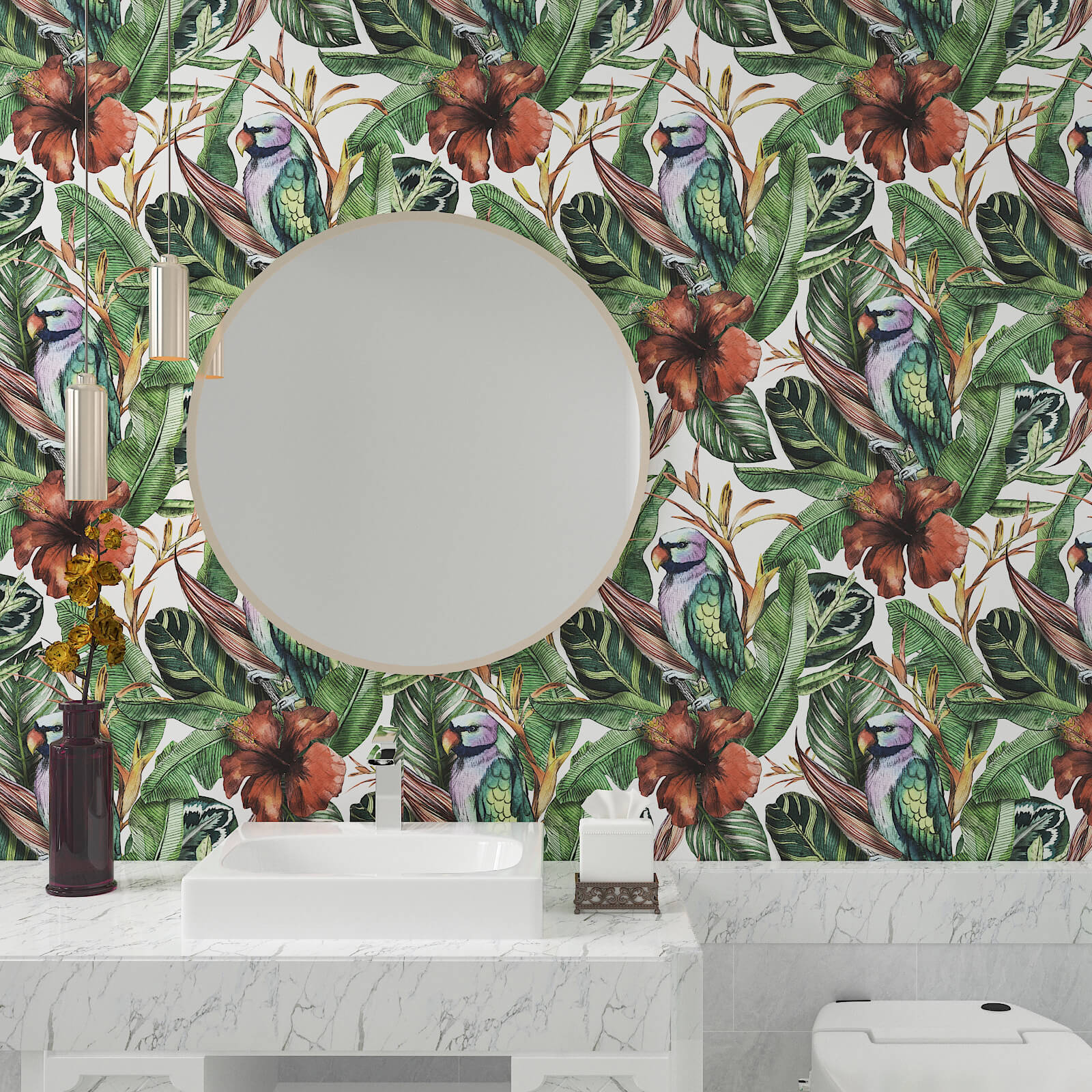     bathroom-wall-paper-glue-free-modern-vintage-style