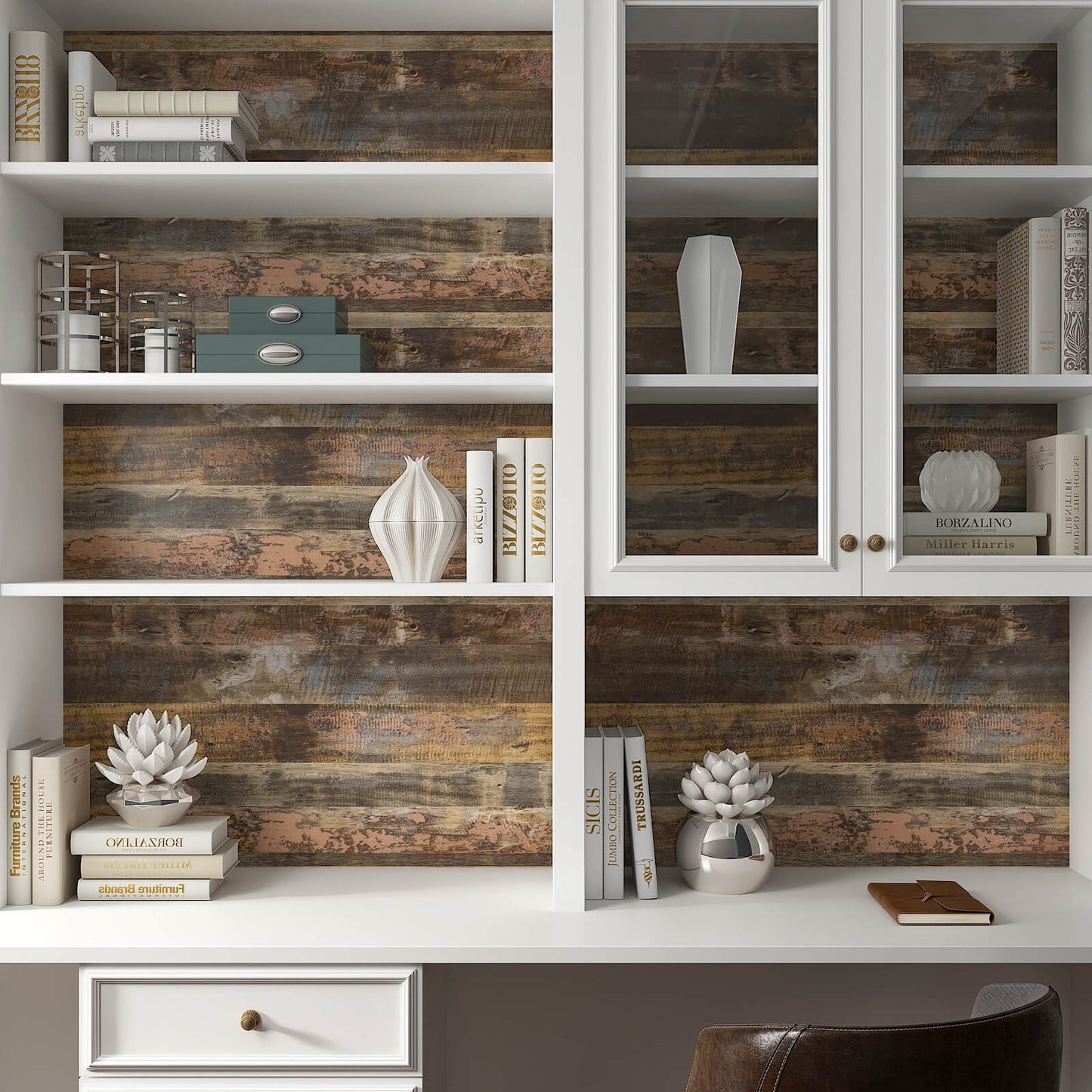    brown-shiplap-wood-wall-wrap-for-desk-shelf-easy-to-diy