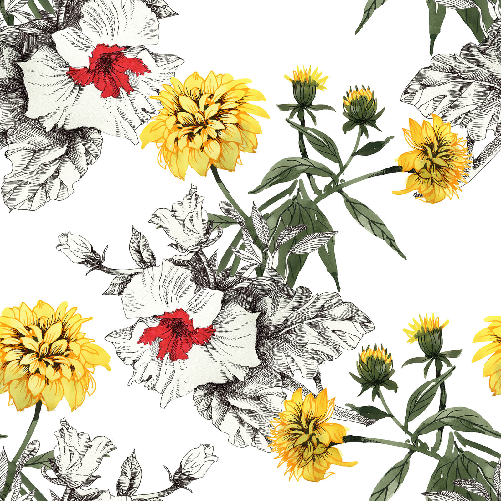 chihut-yellow-daisy-floral-wallpaper