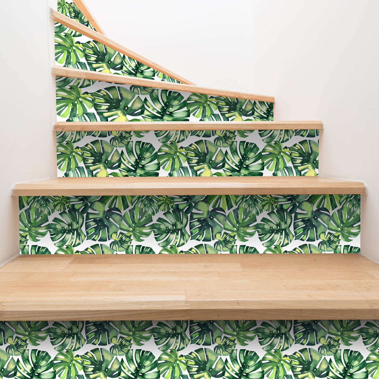    decorative-vinyl-sticker-for-stair-green-leaf-floralpattern