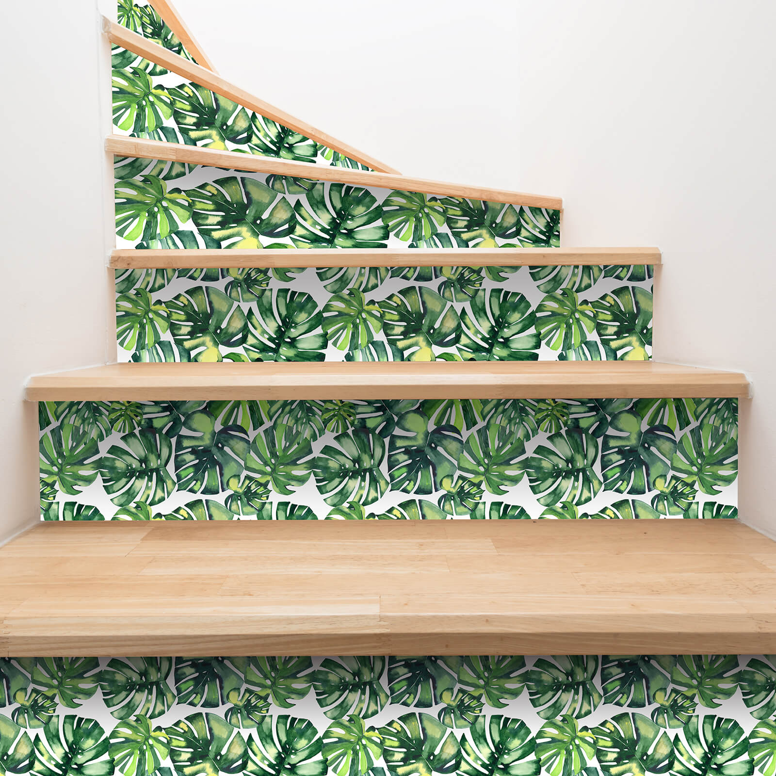   decorative-vinyl-sticker-for-stair-green-leaf-floralpattern