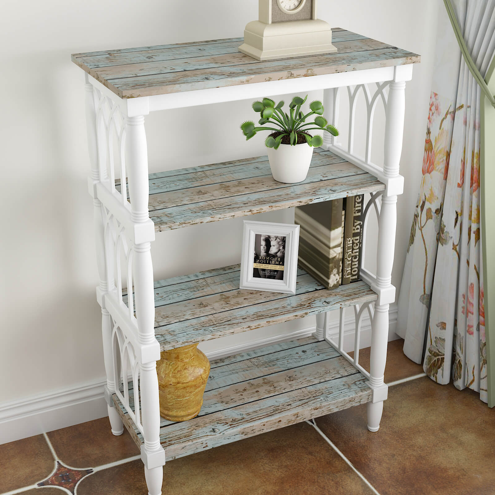     diy-friendly-decorative-bluy-wood-grain-wallpaper-for-shelf