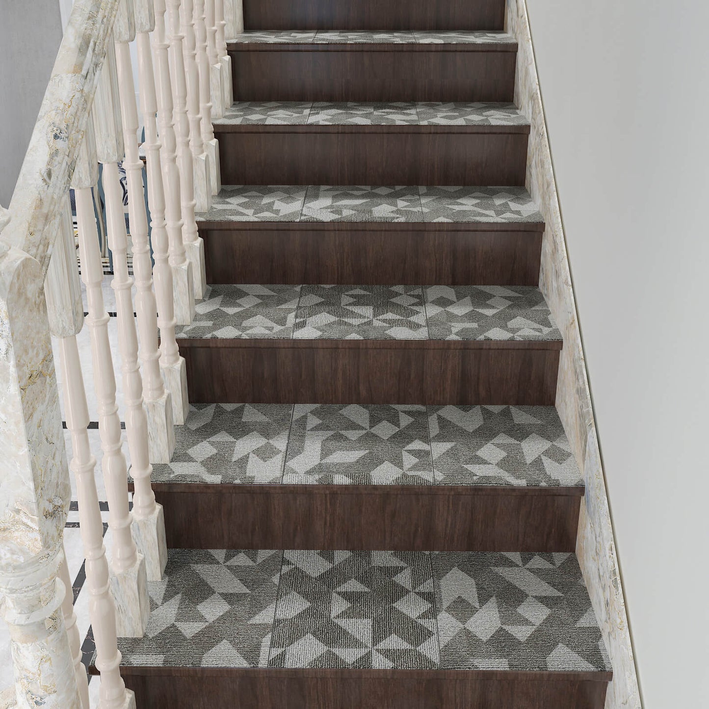     geometric-carpet-look-vinyl-sticker-for-stairs-easy-to-clean