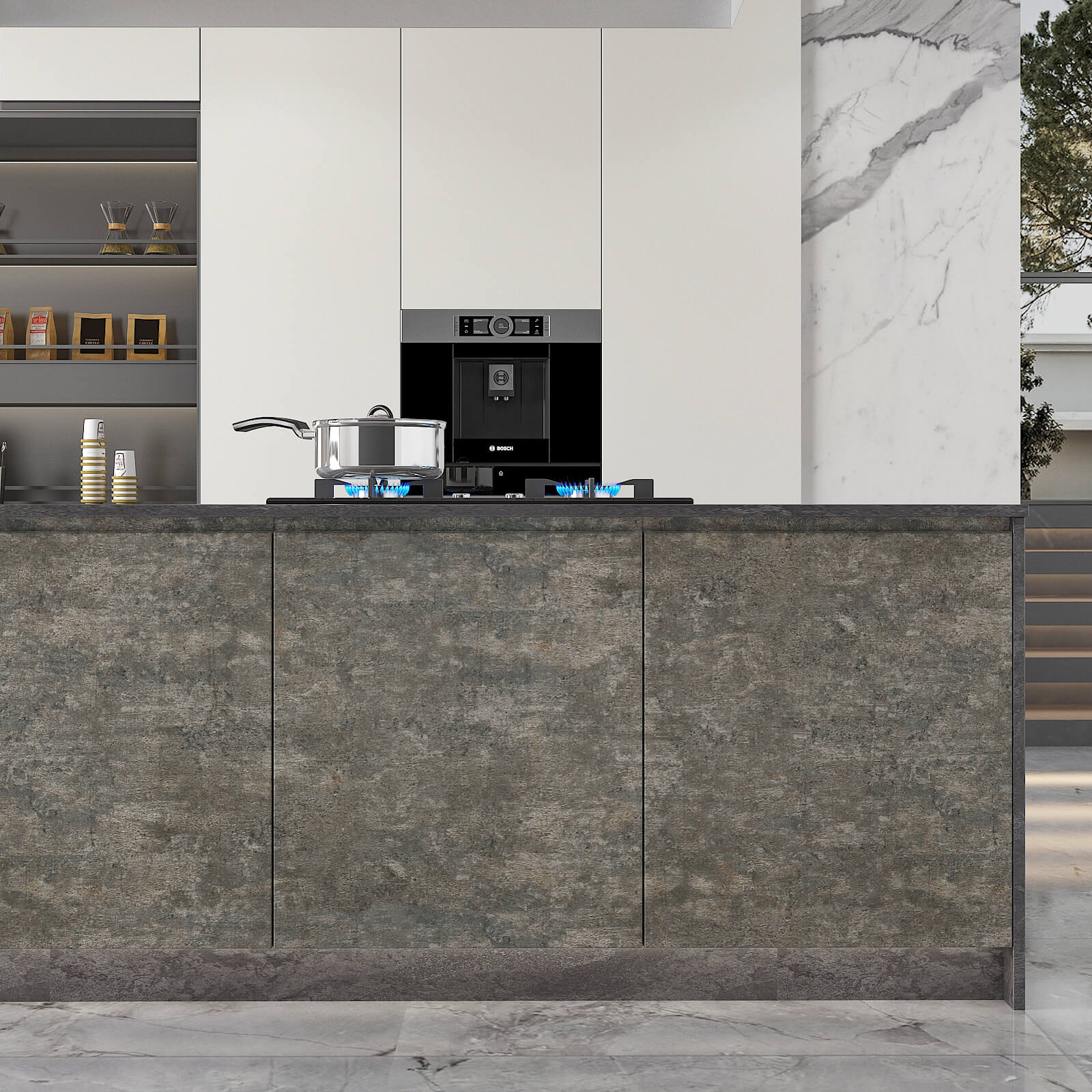    glue-free-faux-cement-concrete-wallpaper-for-kitchen-island