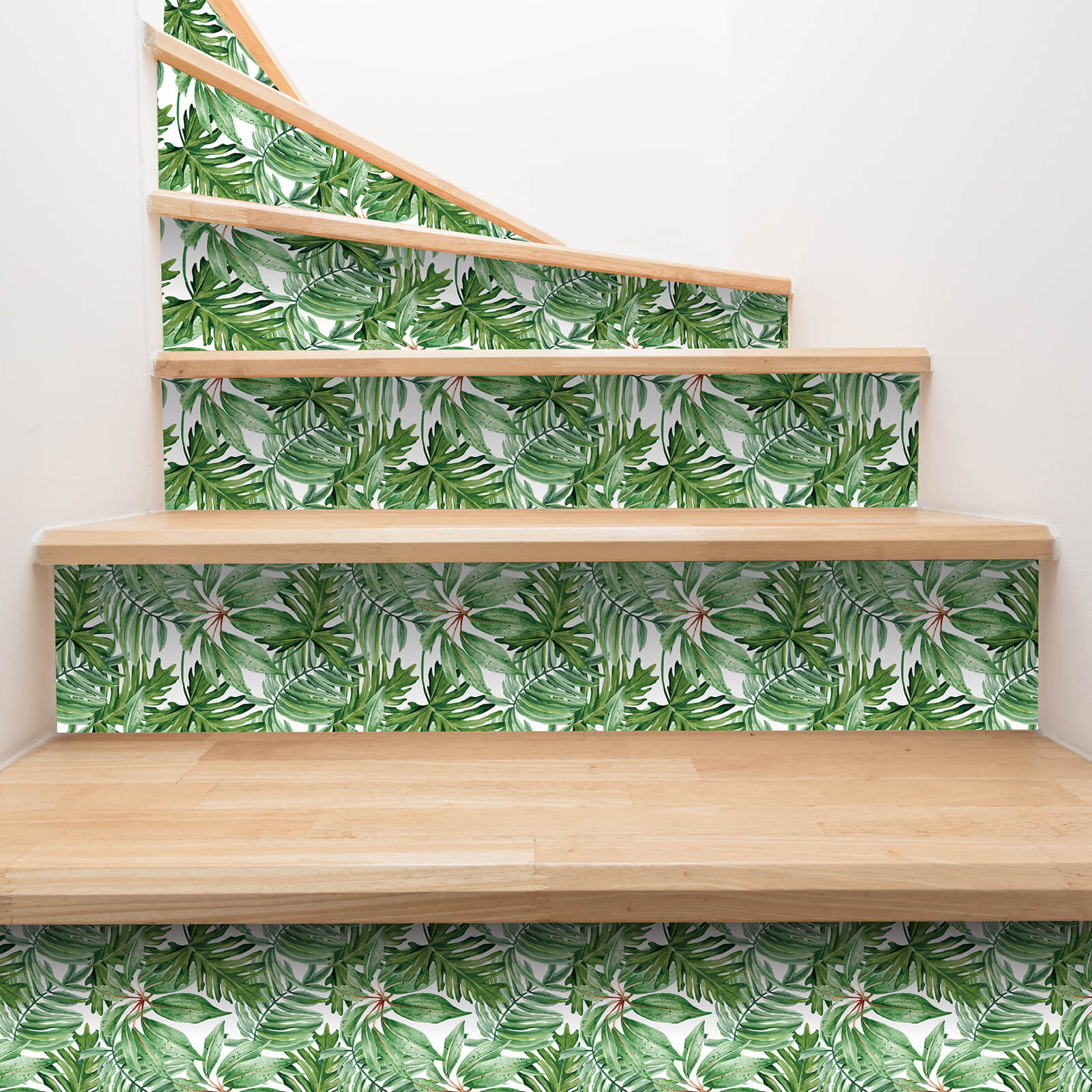    green-and-white-floral-vinyl-sticker-for-stair