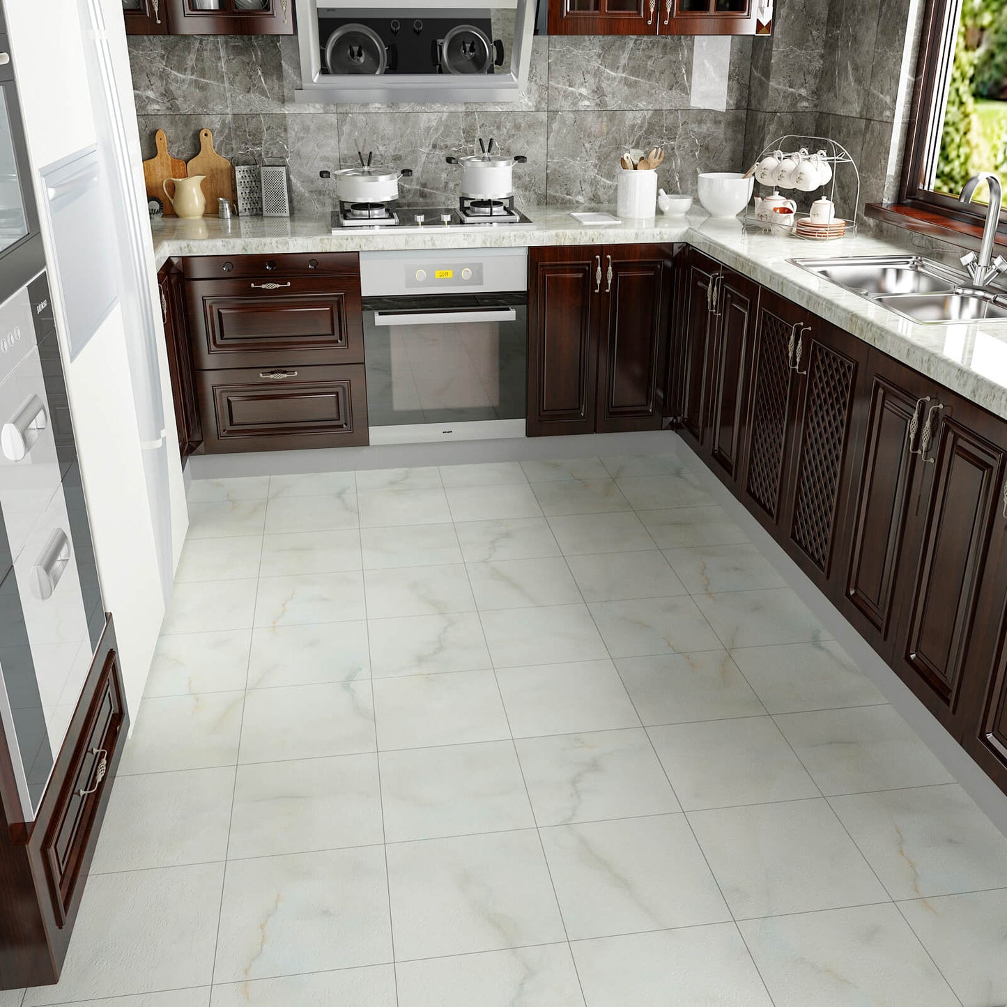    grey-white-oil-proof-marble-tiles-for-kitchen-floor